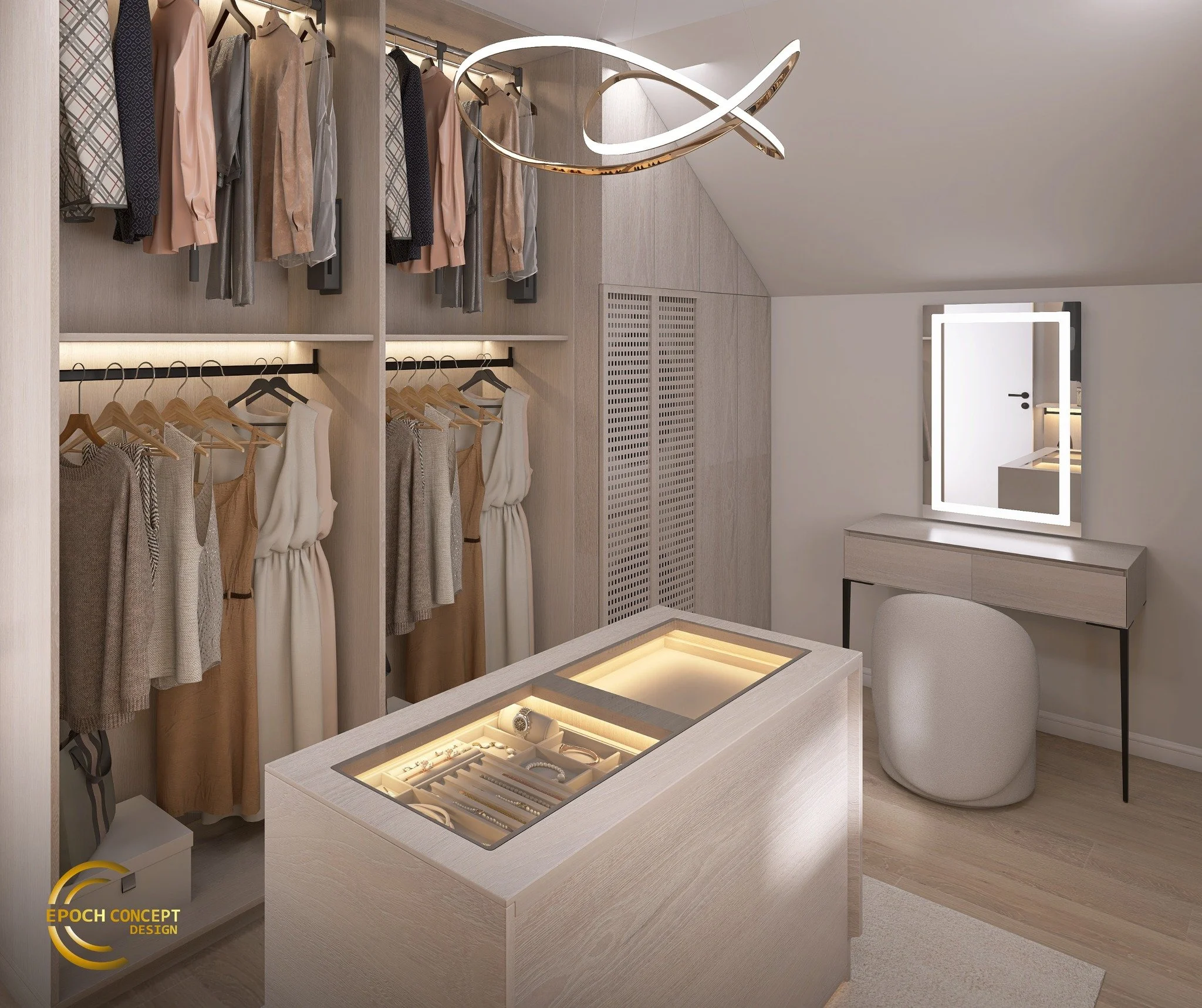 Ai impresia că nu ai niciodată suficient spațiu pentru haine?
Un dressing bine g&acirc;ndit &icirc;ți salvează timp, spațiu și energie, &icirc;n fiecare zi.

&Icirc;n acest proiect am transformat zona de sub pantă &icirc;ntr-un sistem complet funcțio