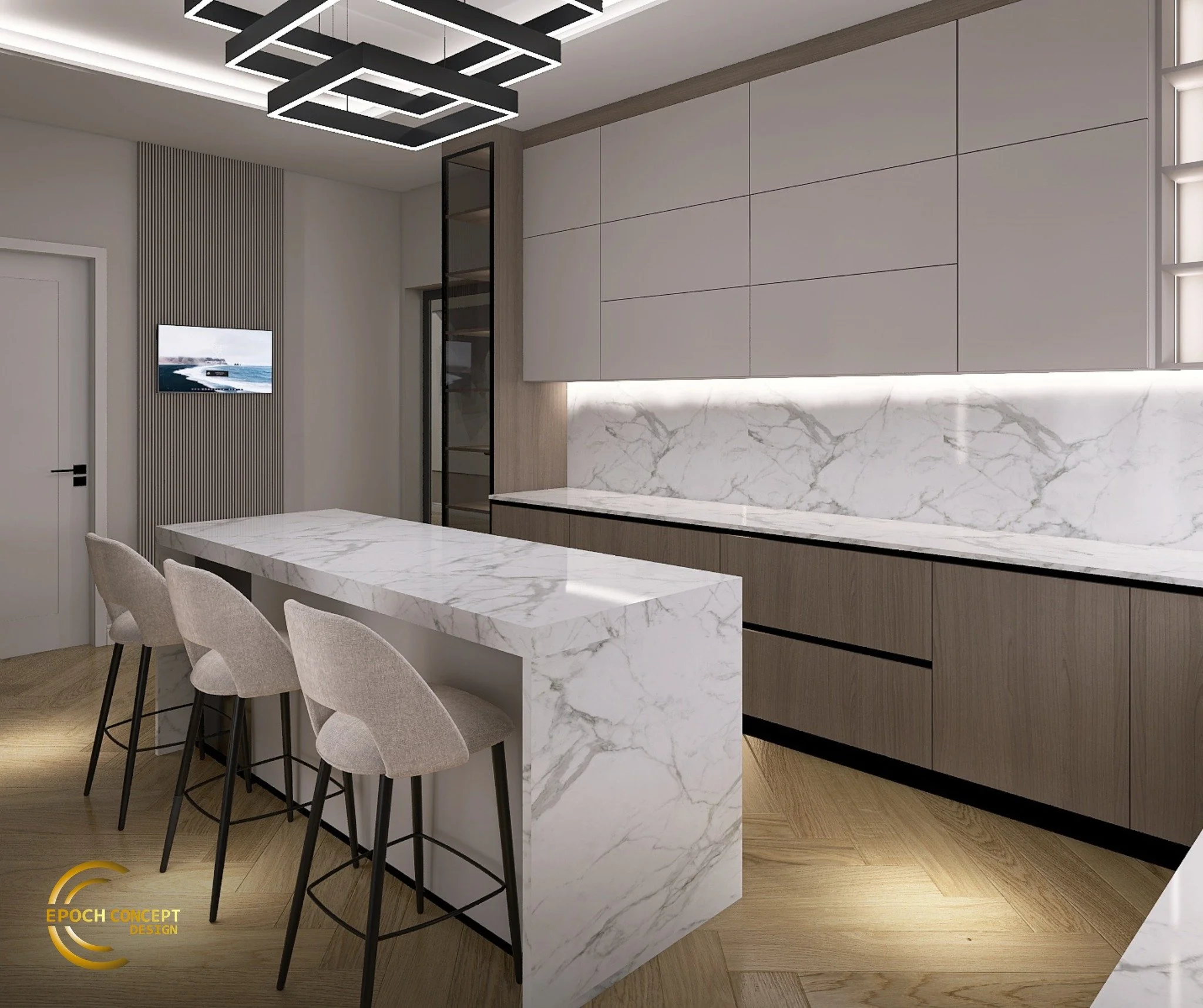 Bucătăria nu este doar un spațiu funcțional. Este una dintre cele mai tehnice și sensibile zone dintr-un proiect de design interior.

&Icirc;n acest proiect, am urmărit un echilibru clar &icirc;ntre estetică și ergonomie: flux logic de lucru, depozit