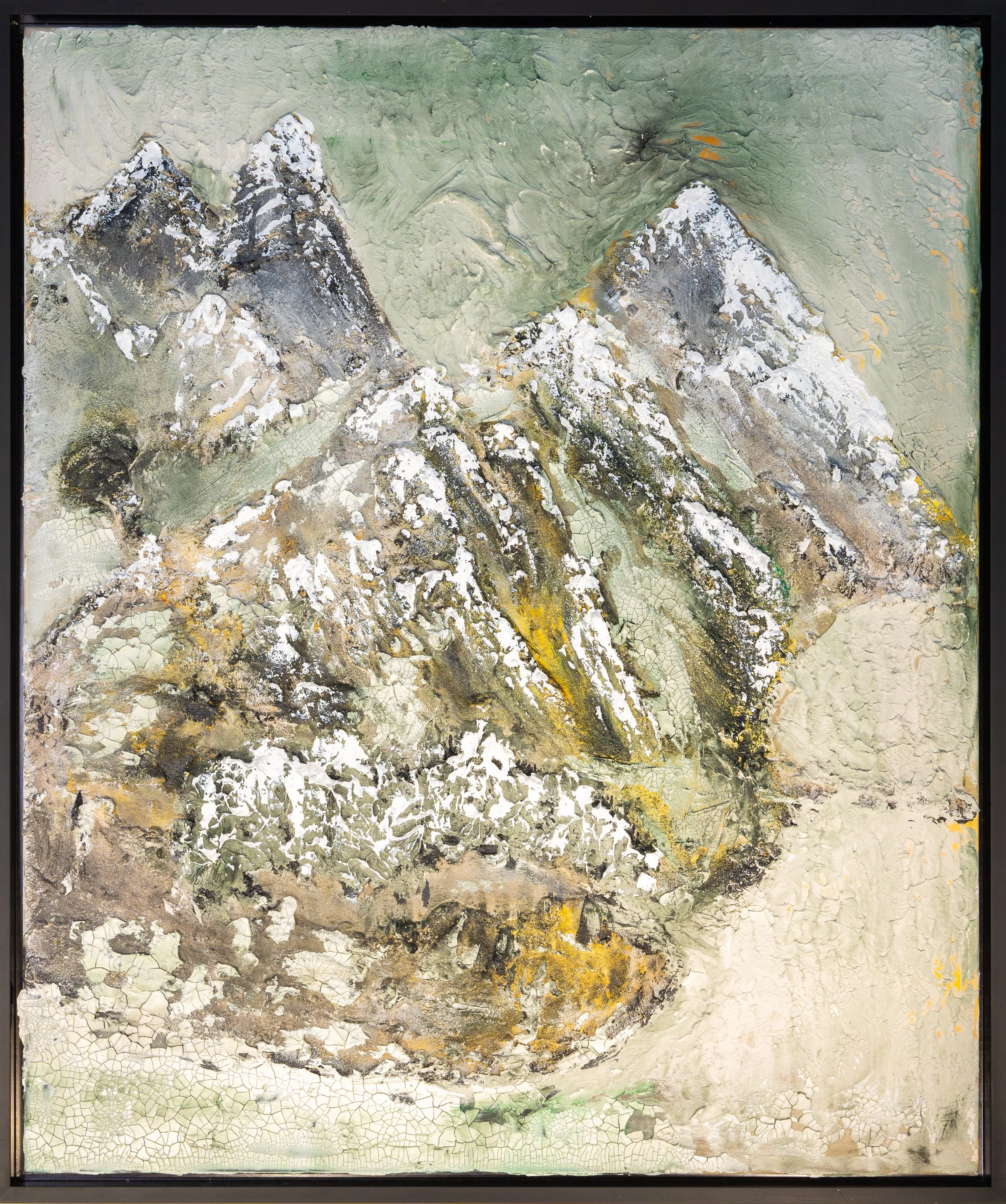 2023, Yellow corner, Acrylique et sable sur toile 100 x 90 cm