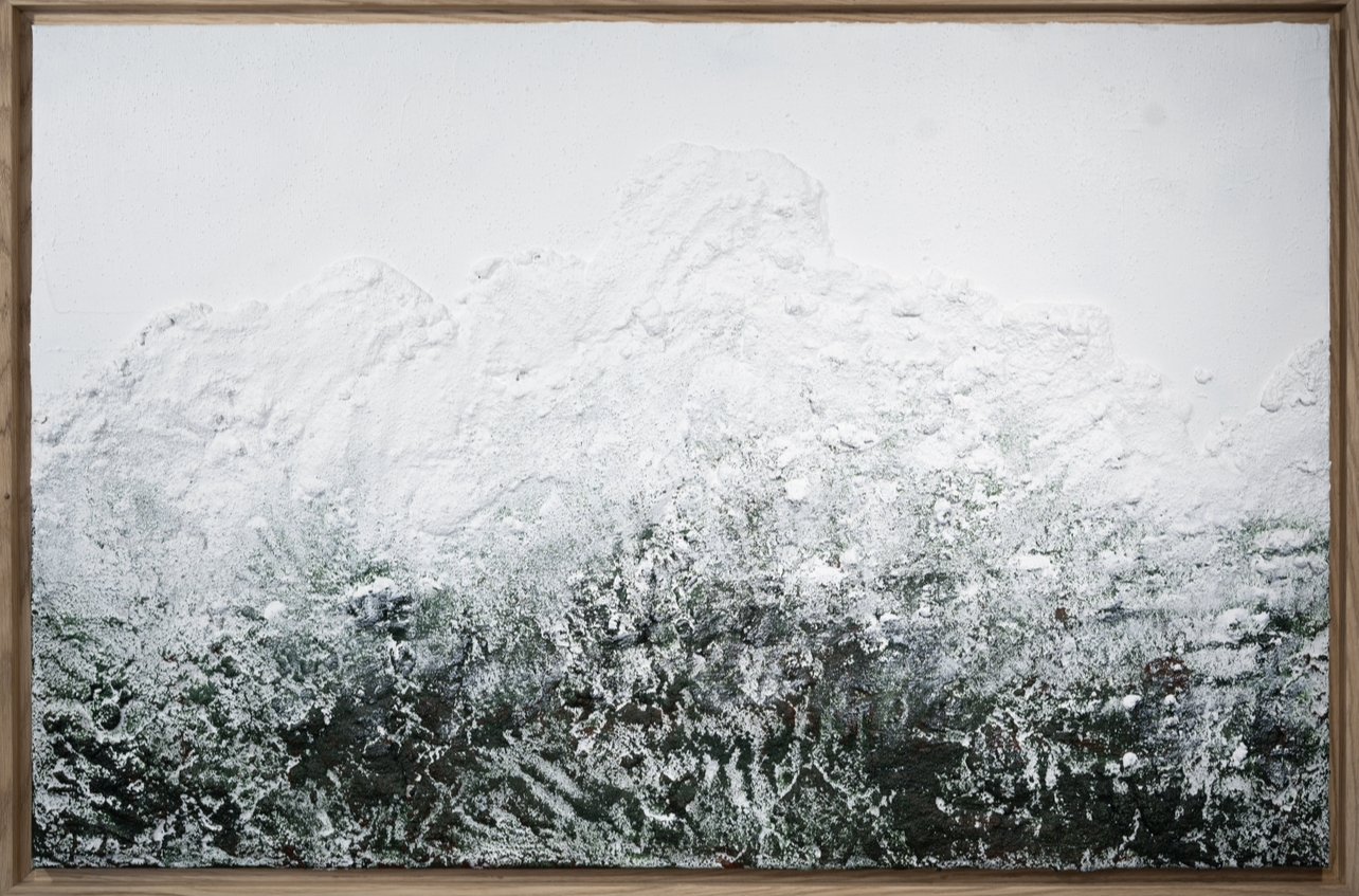 2023, Mountains, 93 x 73 cm, Acrylique, plâtre et sable sur toile