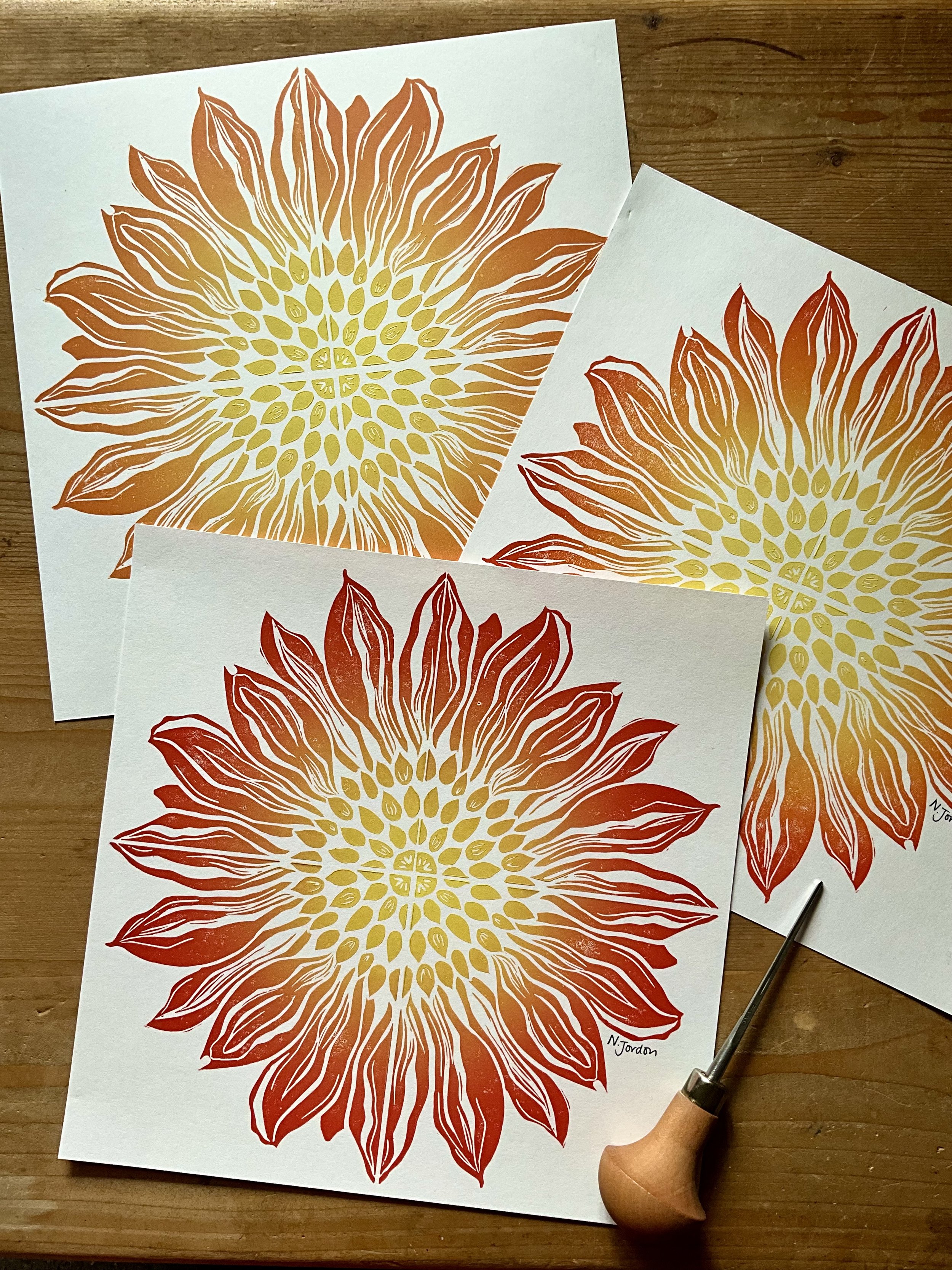 Sunflower full print, square