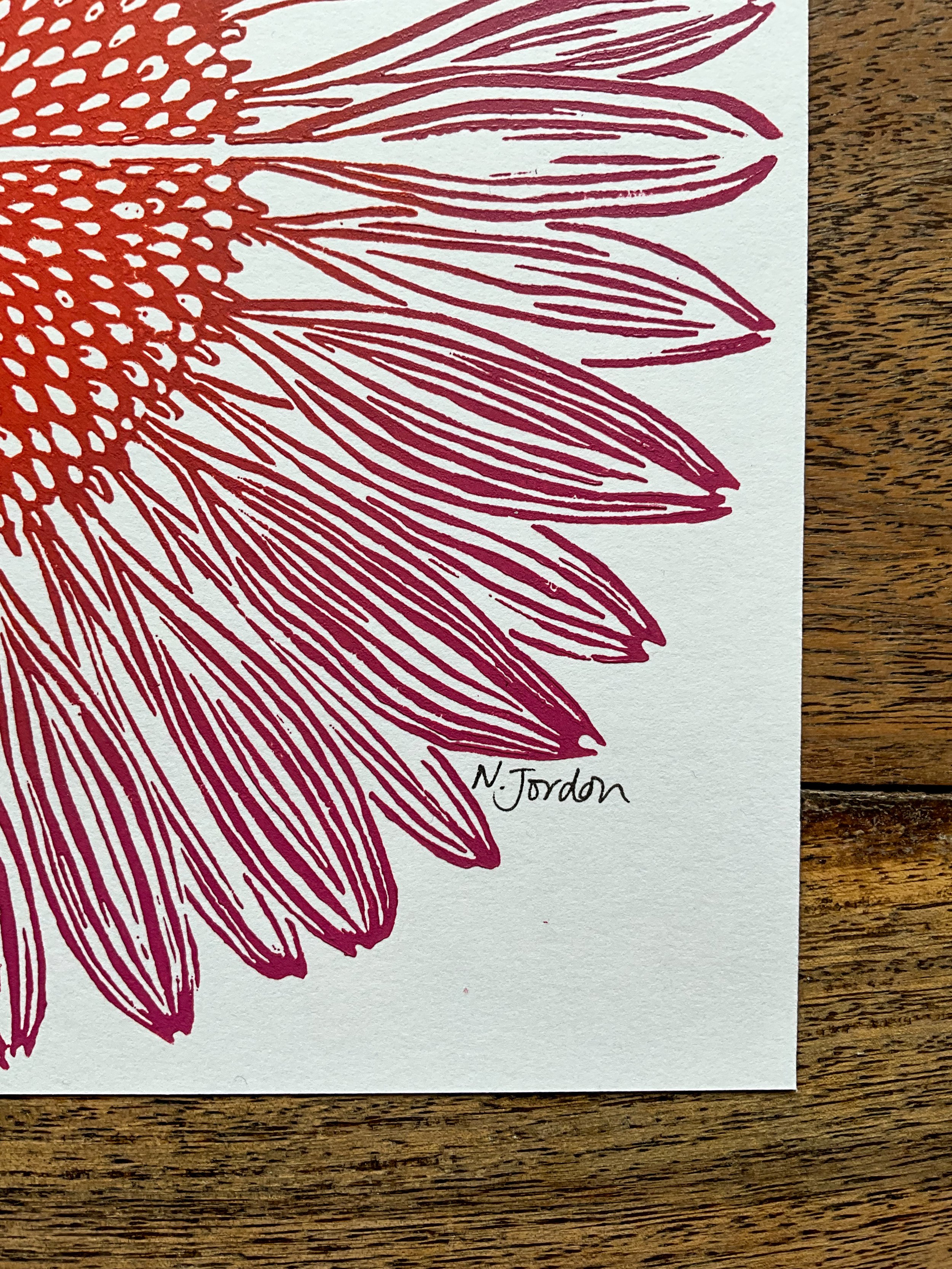 Each print is signed by me, along the edge of a petal