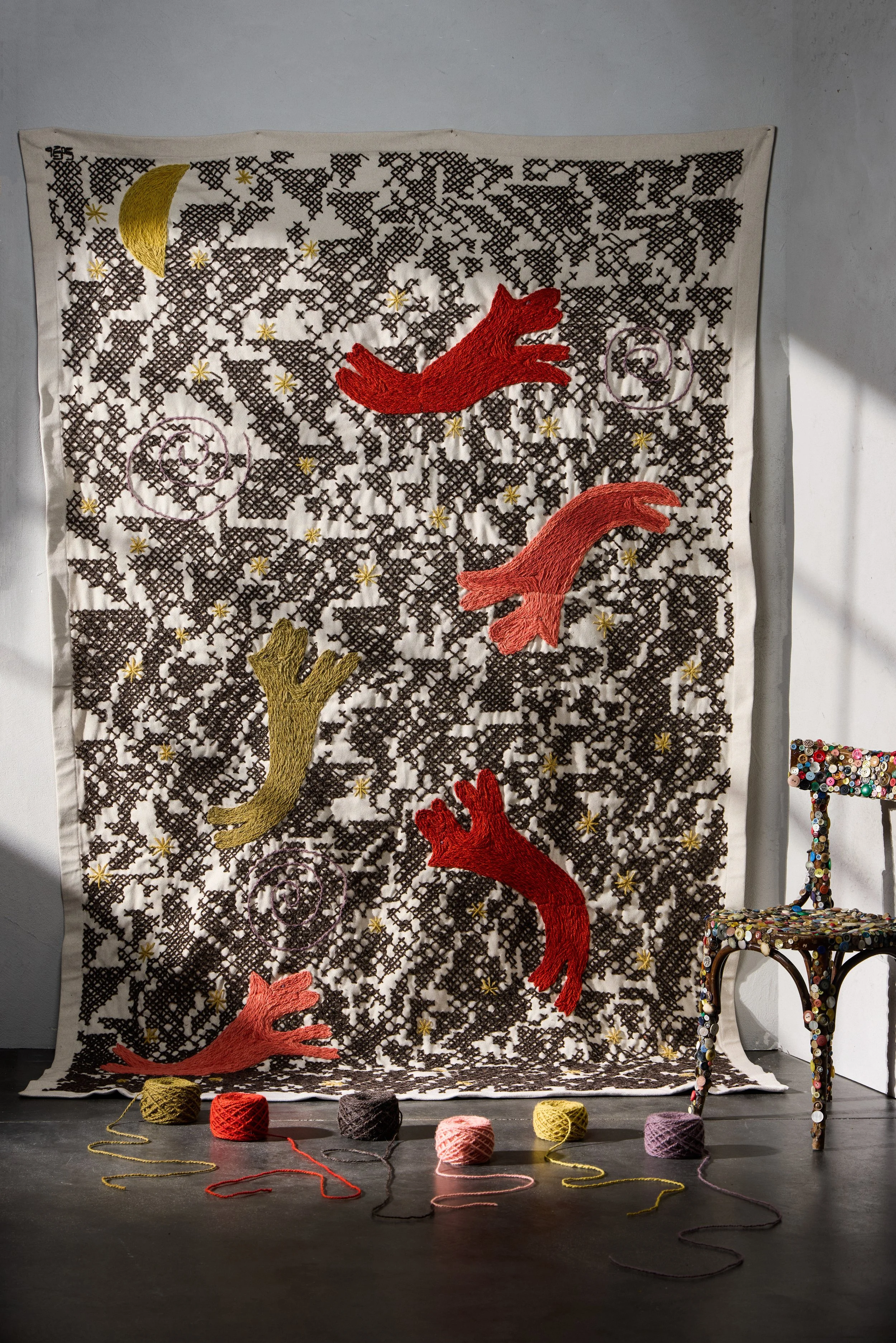 ALCUNI CANI VOLANO arazzo in cotone 260x175 cm DETTAGLIO
