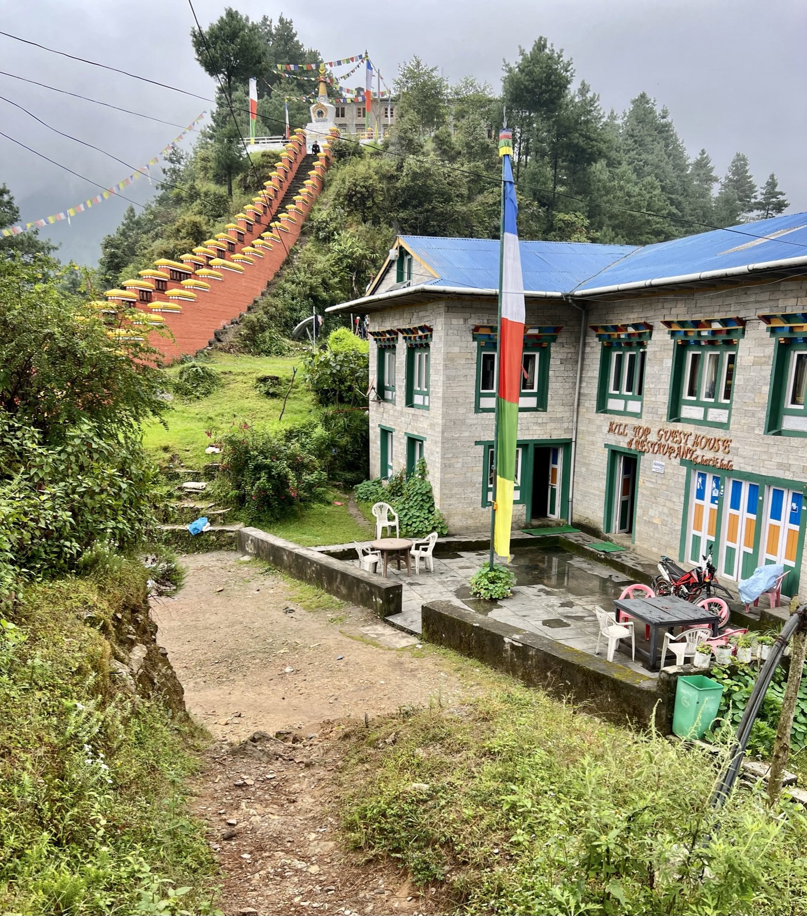 Stunning view of Kharik Hola with the golden staircase leading up to a school