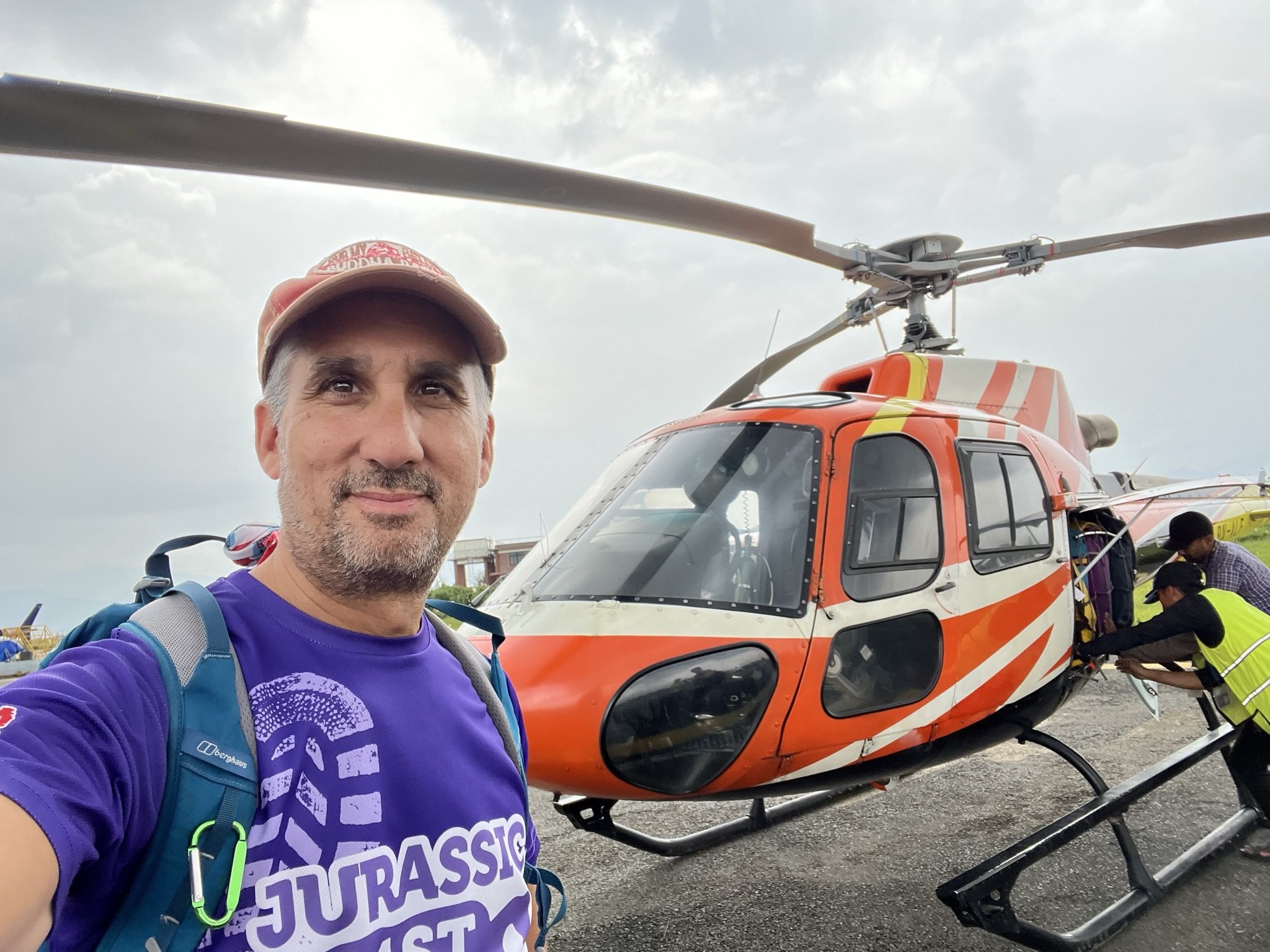 Leaving Kathmandu by helicopter