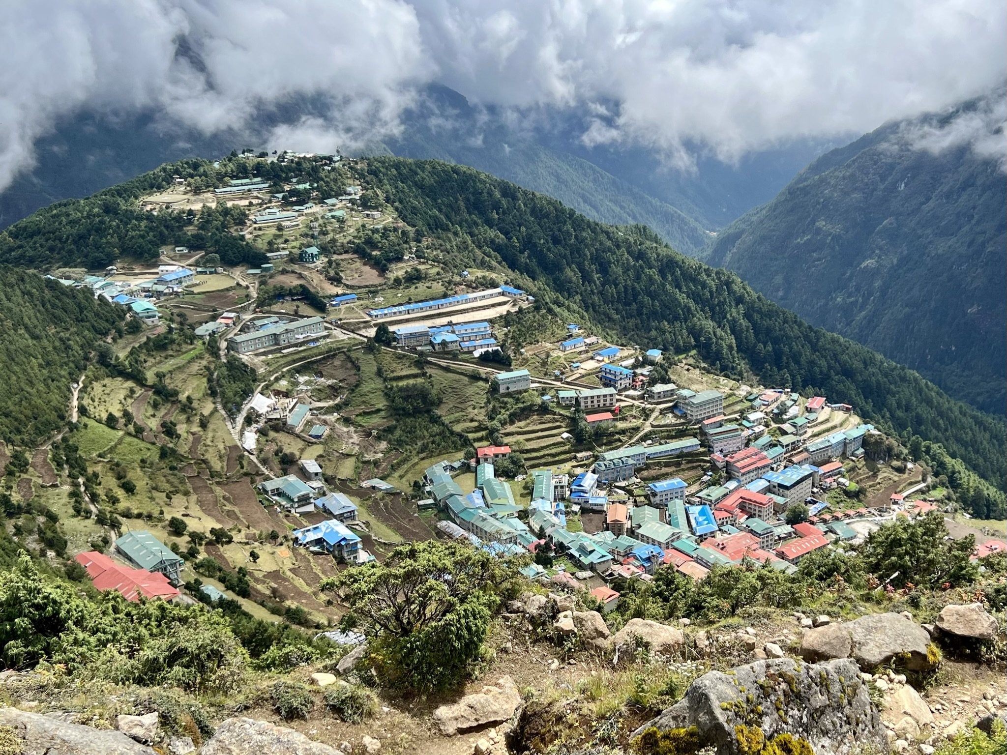 Aerial view of Namche Bazaar