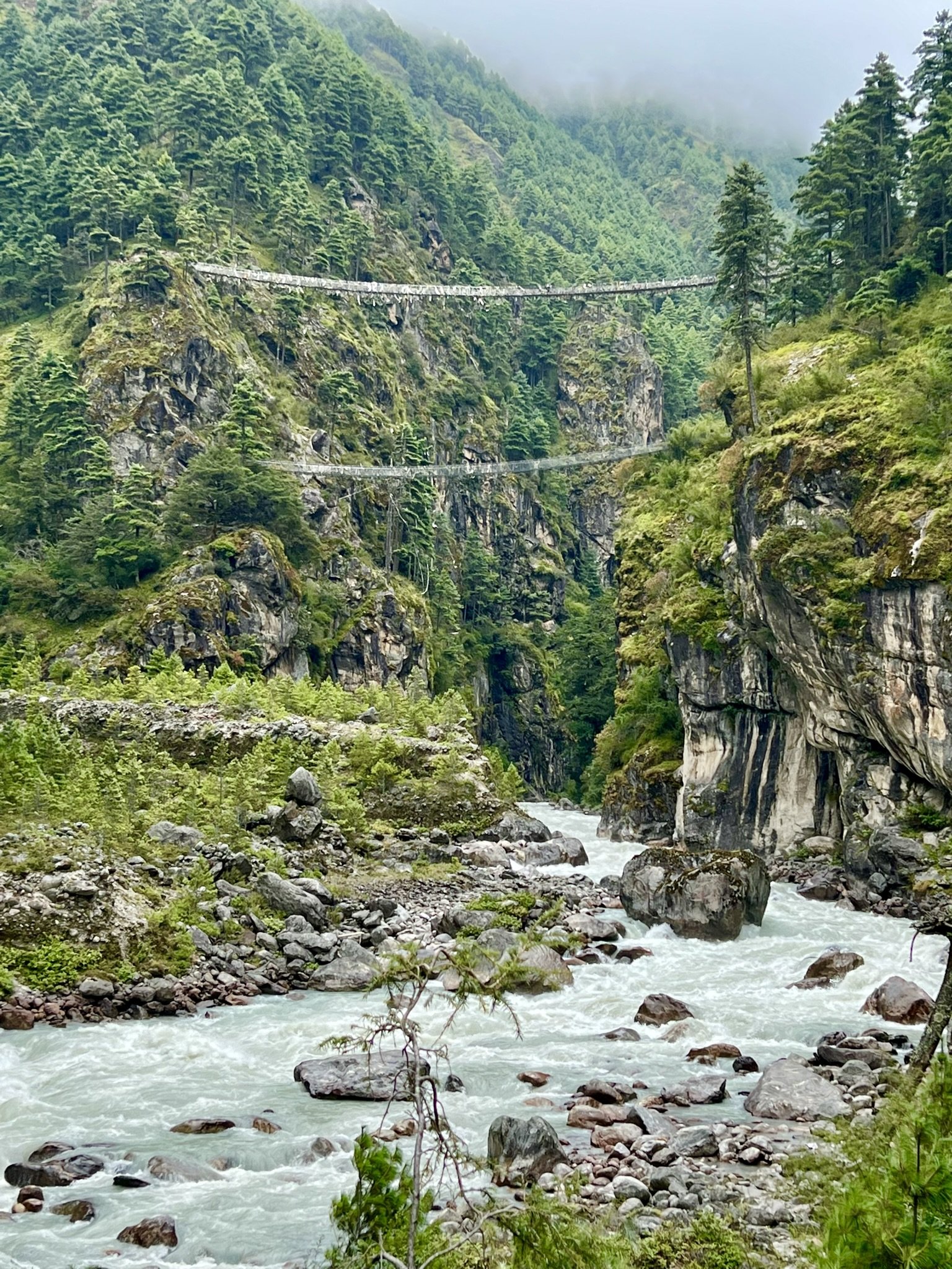 View of the Hilary Suspension Bridge