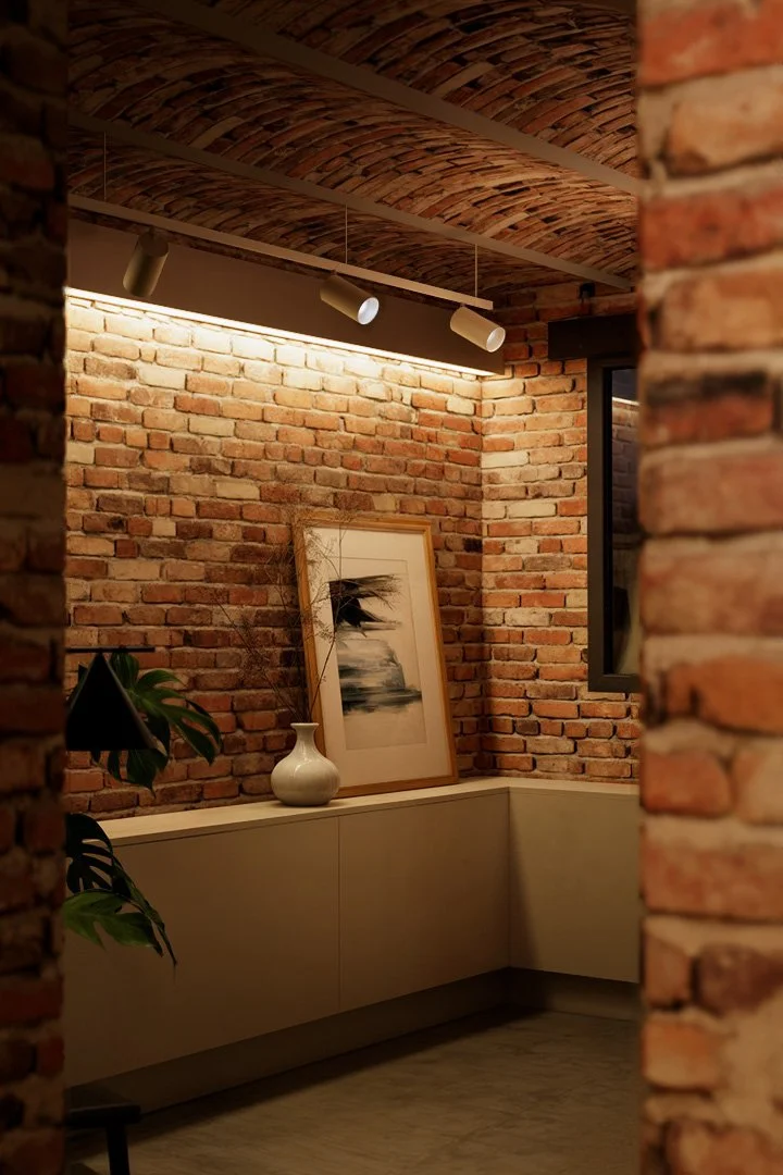 Renovated house basement transformed into a versatile multifunctional space with modern design elements.