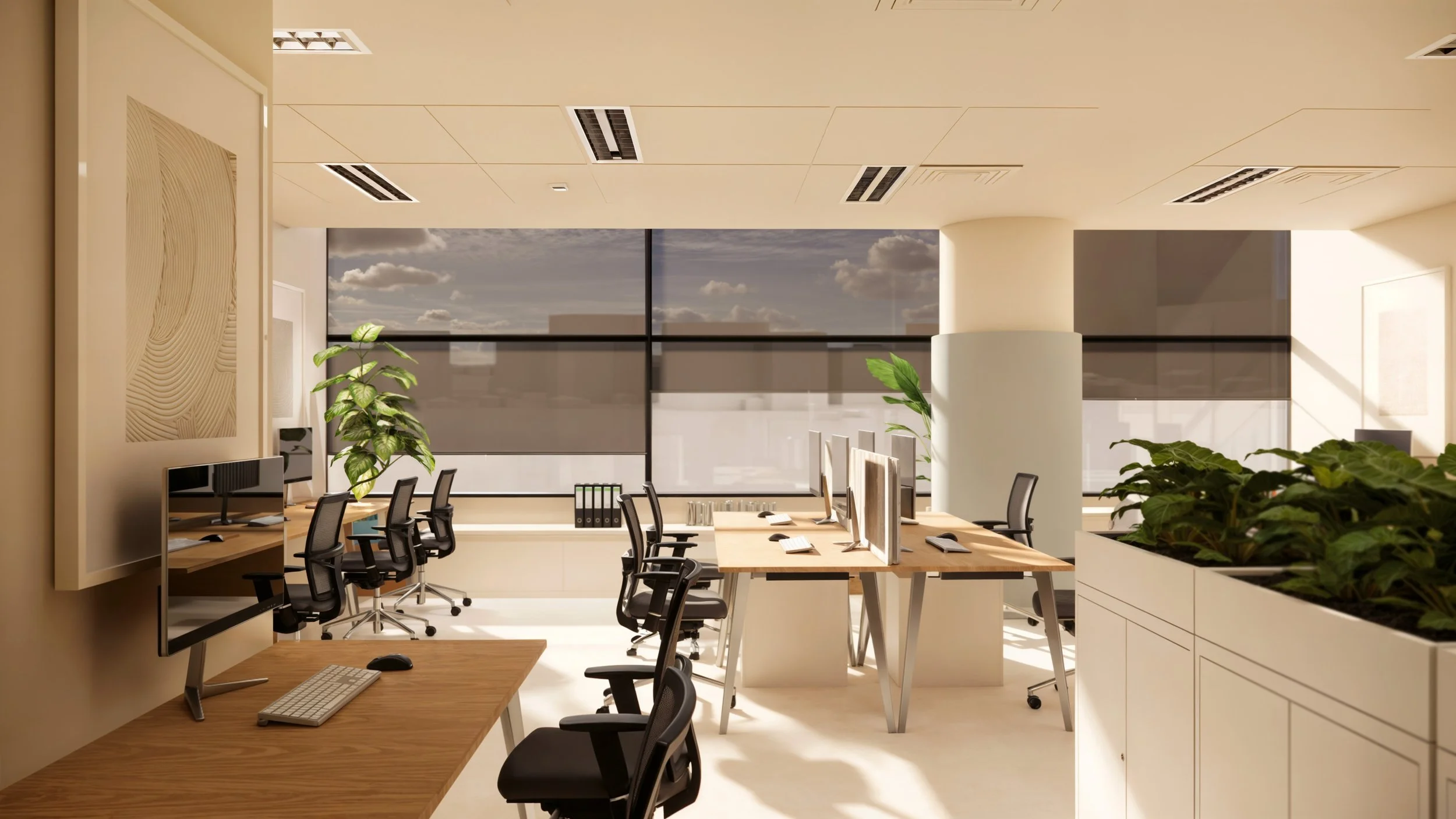 Transformed office space at Mapei Headquarters, featuring innovative relaxation areas and collaborative workspaces.