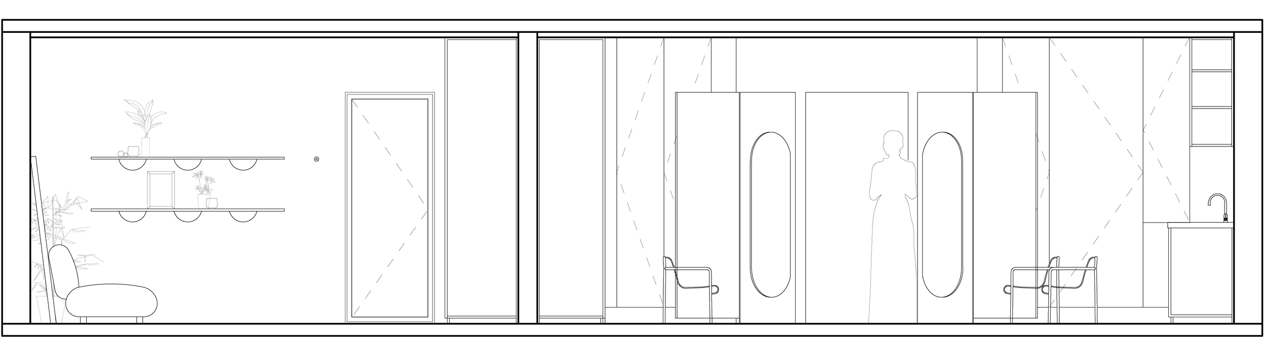 Interior design plan of a therapy office in Bucharest, featuring calming colors and functional spaces.