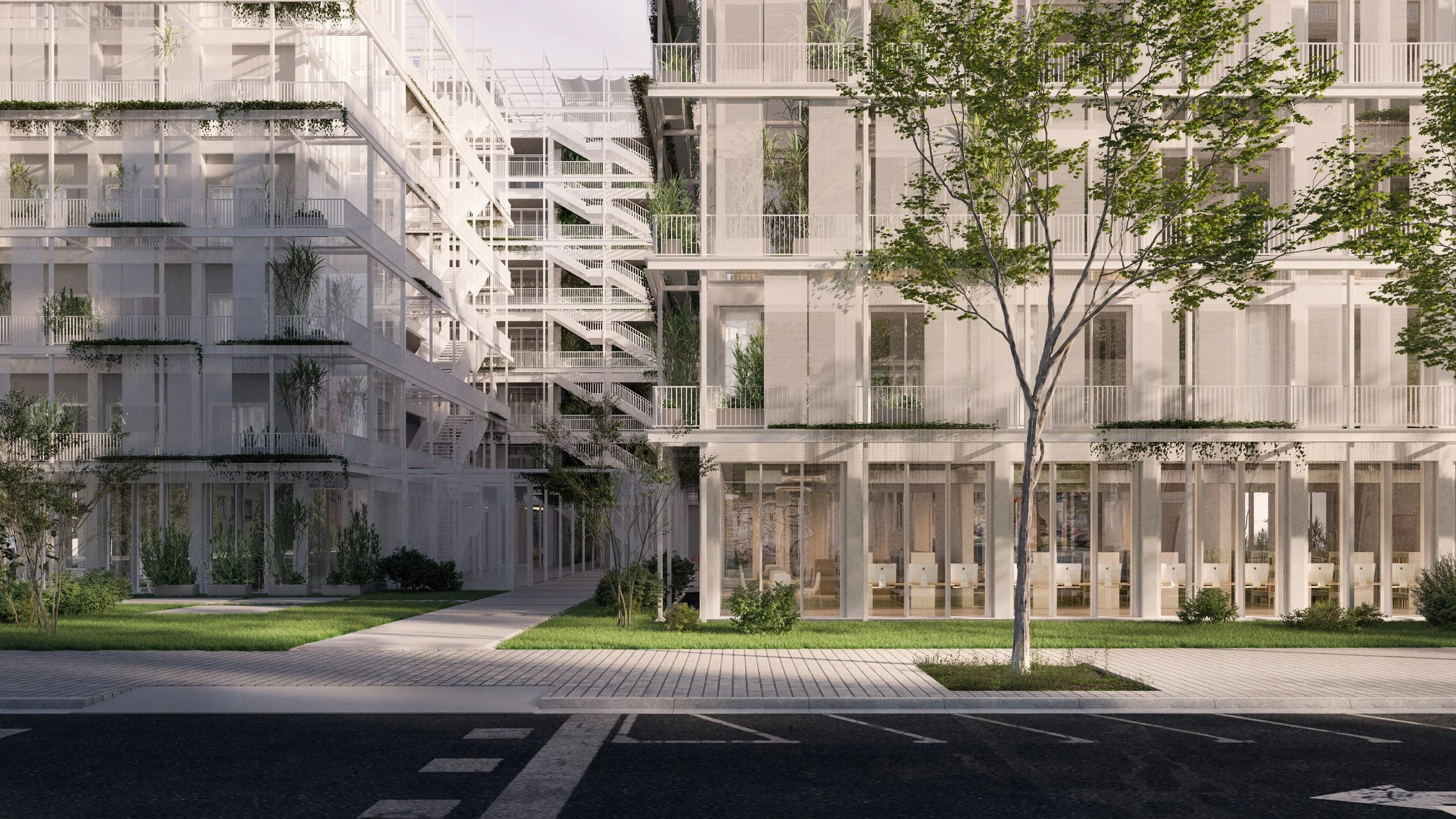 Botanic University Campus and Public Garden architecture project, featuring diverse spaces and sustainable technologies for community interaction.