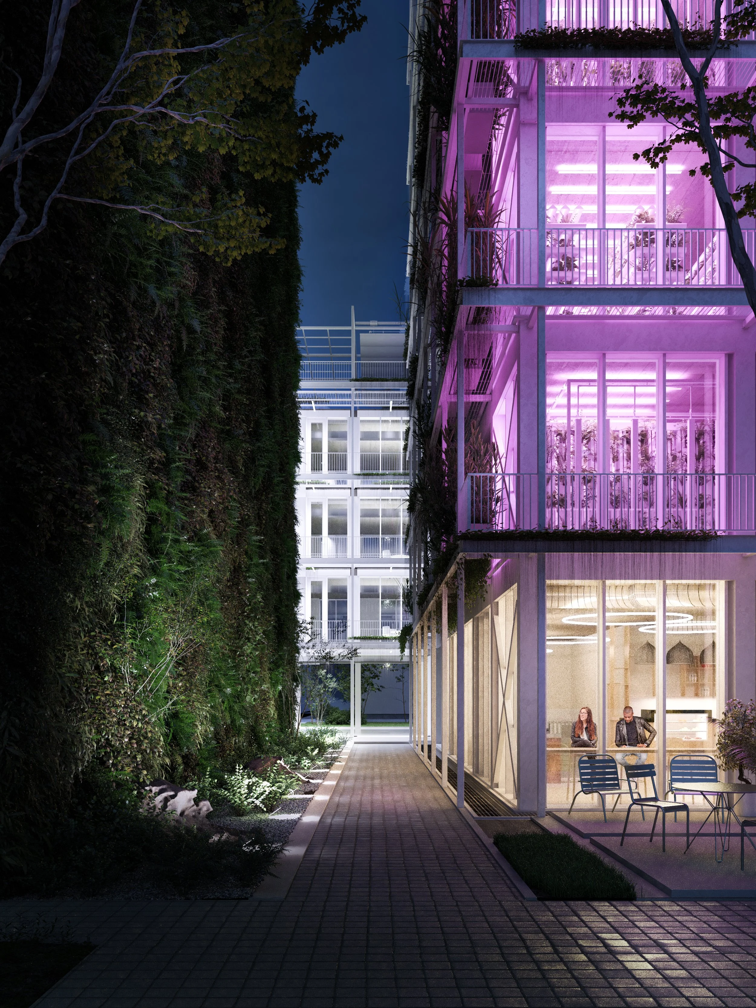 Botanic University Campus and Public Garden architecture project, featuring diverse spaces and sustainable technologies for community interaction.