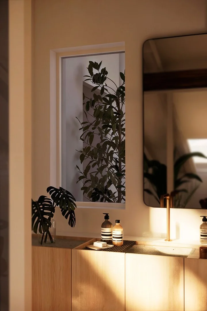 Modern multifunctional residential area created from a historic attic renovation, showcasing innovative interior design.