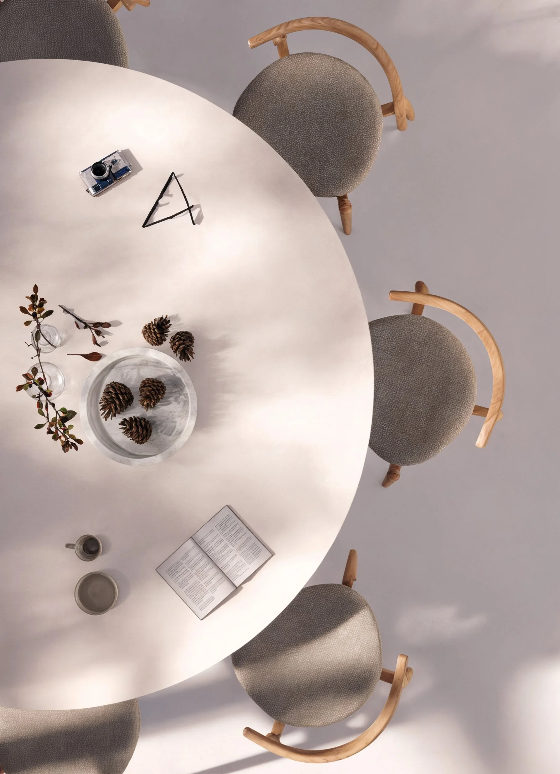 Architectural landscape design featuring a serene lakefront garden with natural elements and lounge areas.