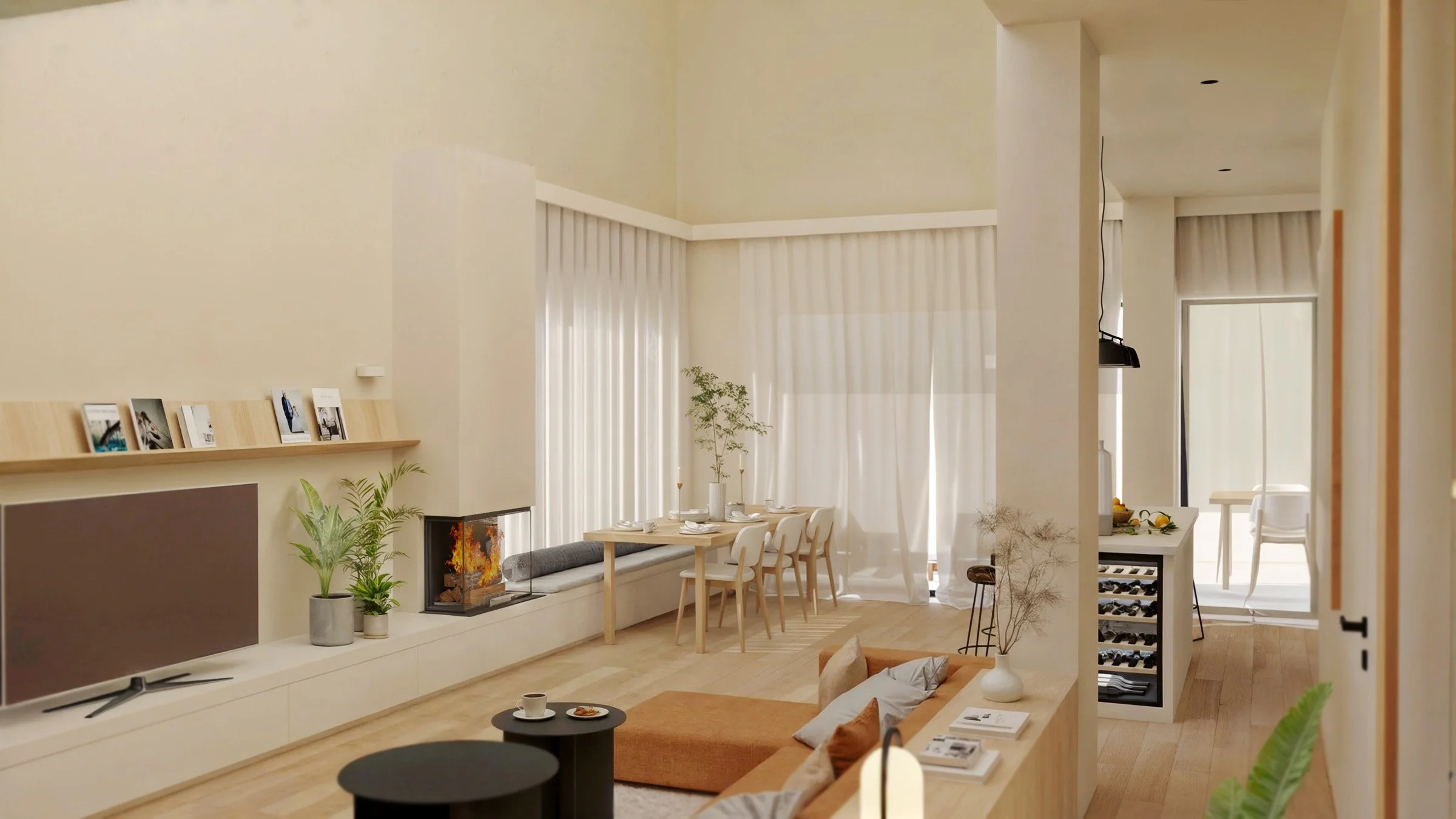 Interior design of S House, a modern home with elegant and functional living spaces.