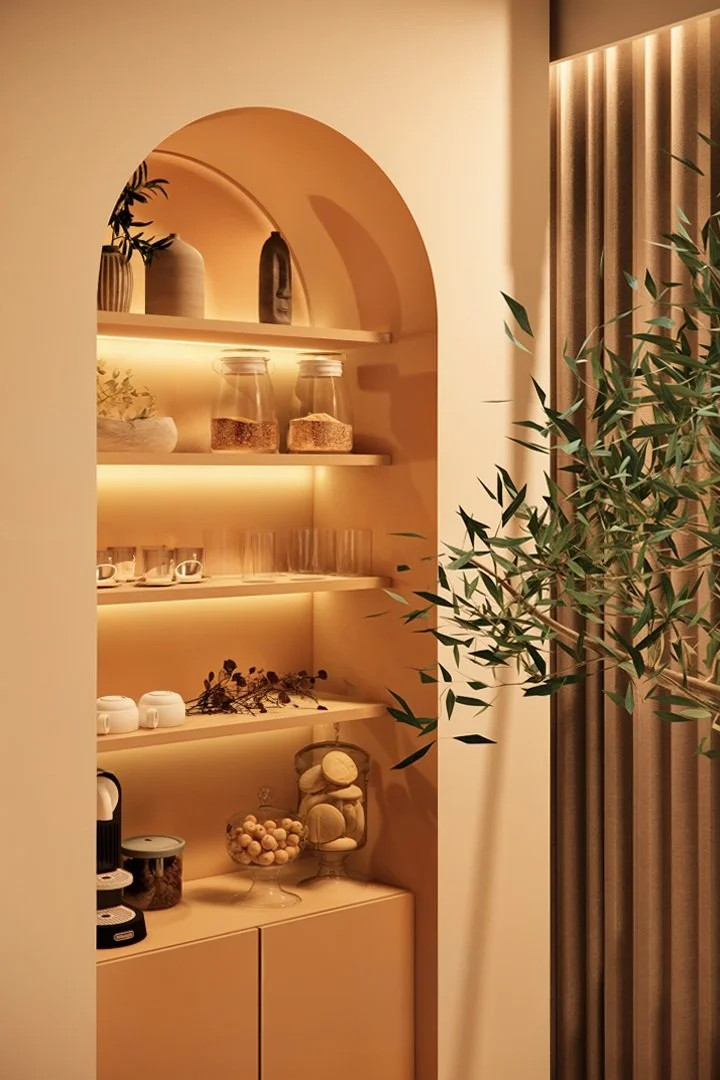 Design interior cabinet psihoterapie: culori calde, mobilier ergonomic și atmosferă liniștitoare.