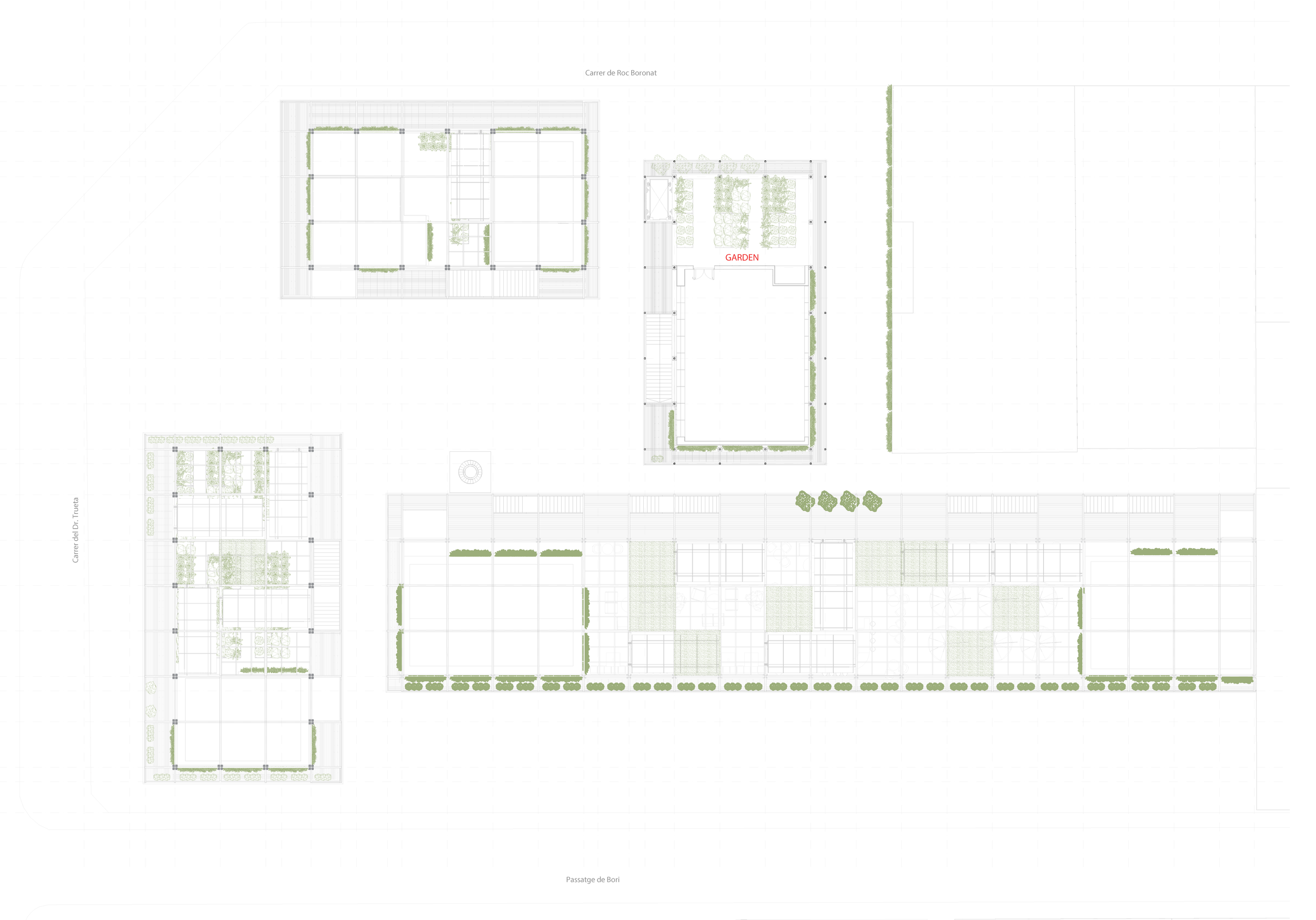 Botanic University Campus and Public Garden architecture project, featuring diverse spaces and sustainable technologies for community interaction.