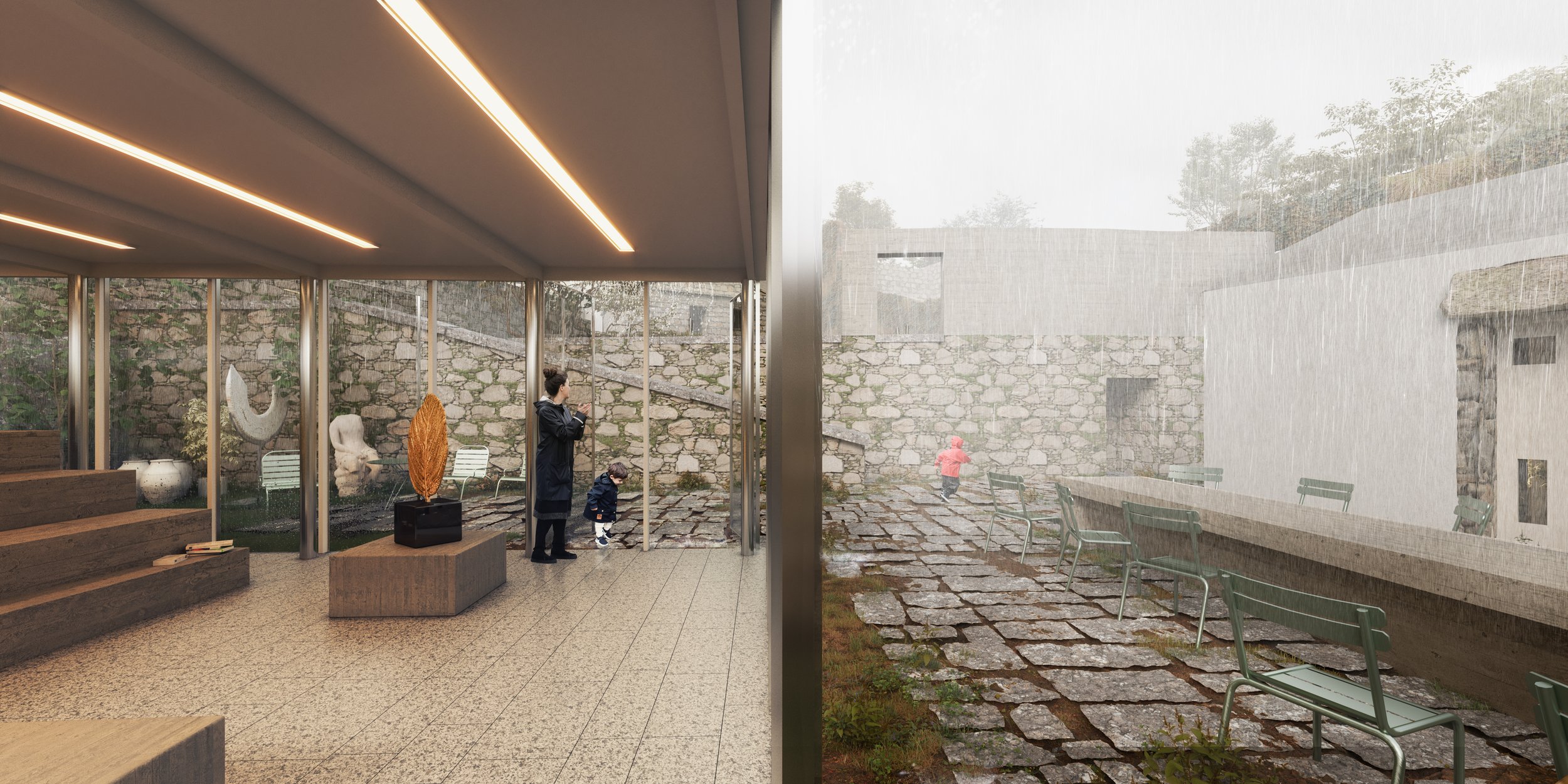 Urban pathway revitalization project, integrating diverse elements to enhance community engagement.