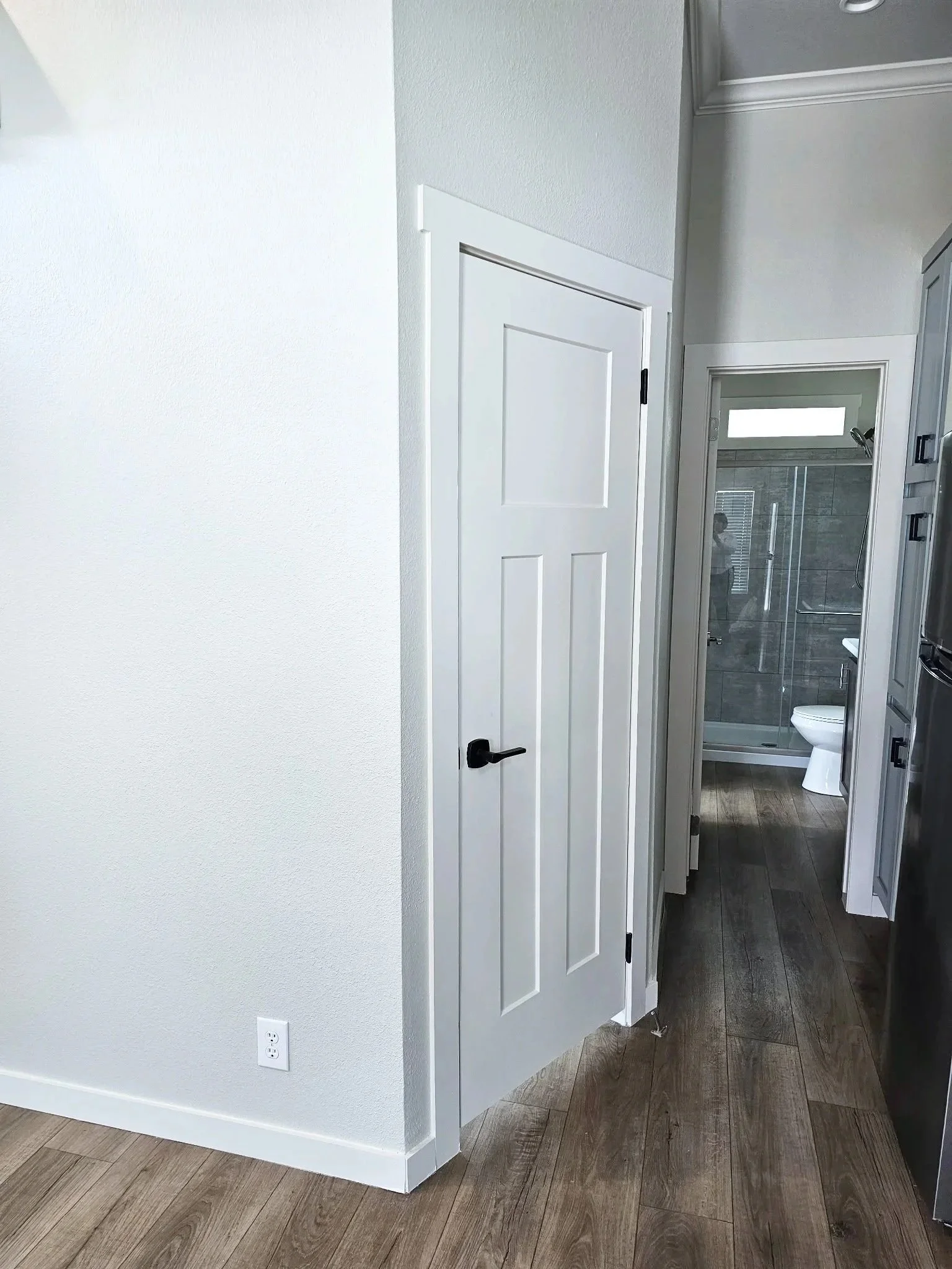 Master Bedroom Door, Hallway to Restroom and Laundry Annex