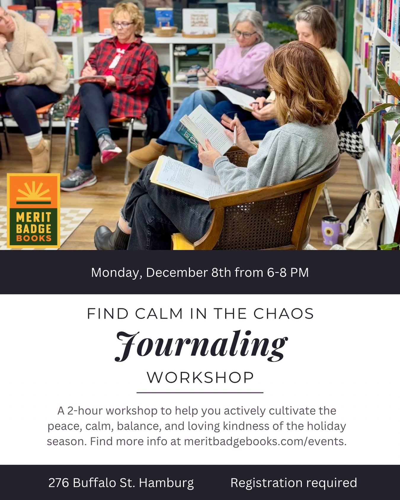 Already feeling stressed with the looming holidays? Let&rsquo;s get together with instructor Tricia Applegate and brush up our journaling skills. She&rsquo;ll teach us how to form the habit of slowing down, writing out our thoughts, and taking time t
