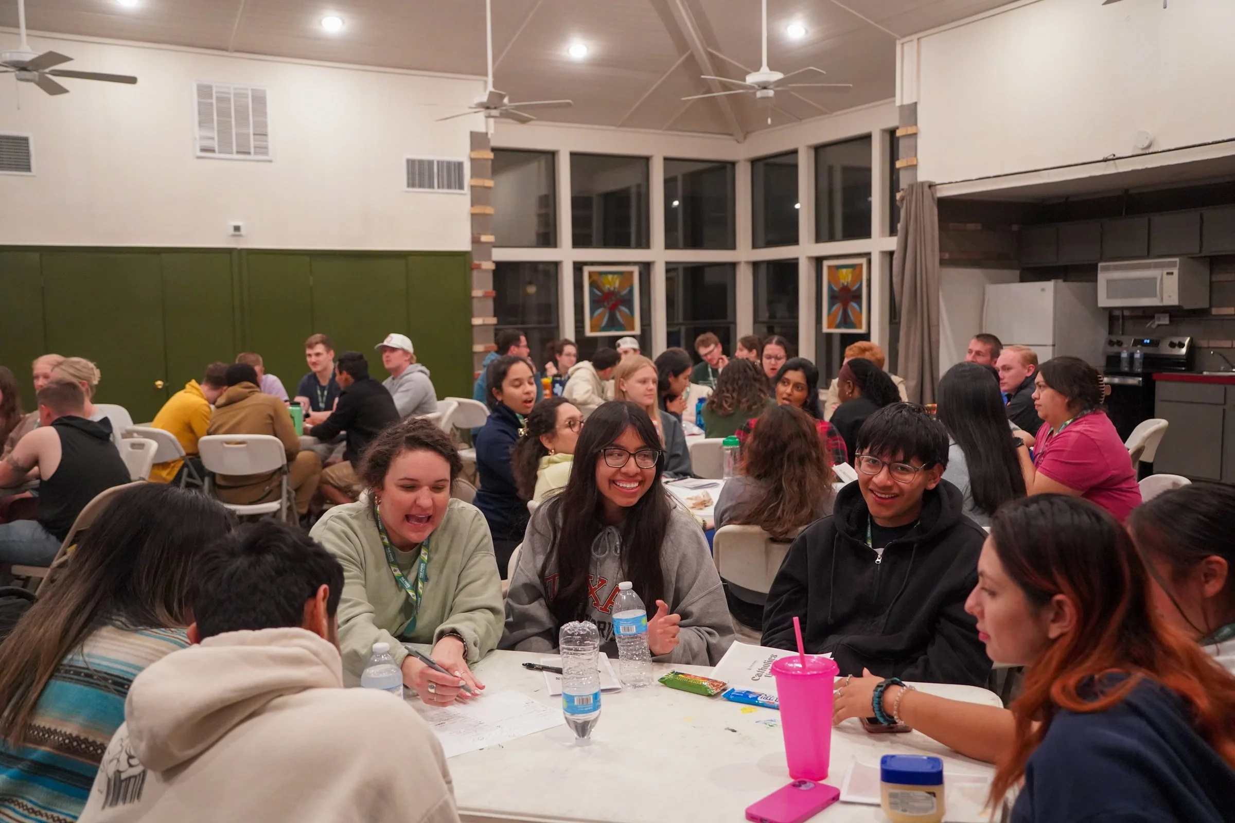 college students laughing