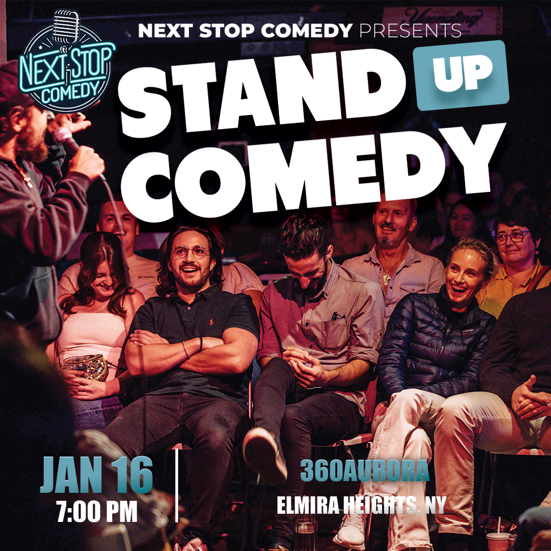 Next Stop Comedy Show on 01/16/2026 at 7pm, doors open at 6pm