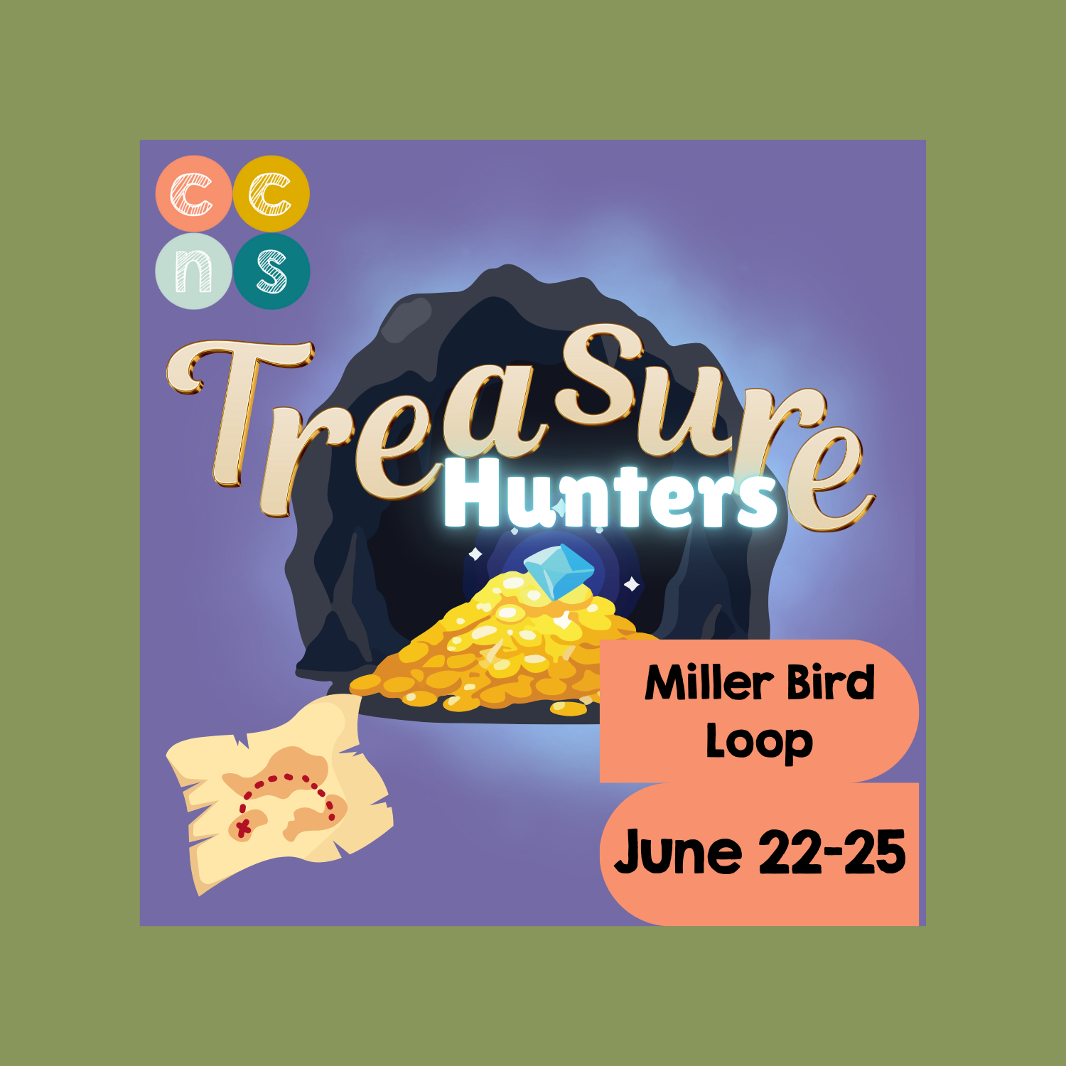 Jun 22-25, 2026 OFF-SITE Treasure Hunters Summer Camp, 9am-1pm