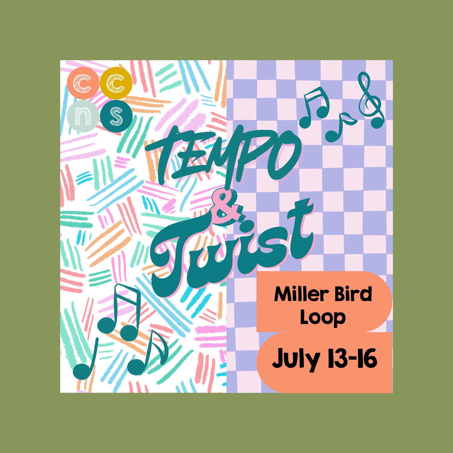 Jul 13-16, 2026 OFF-SITE Tempo & Twist Summer Camp, 9am-1pm