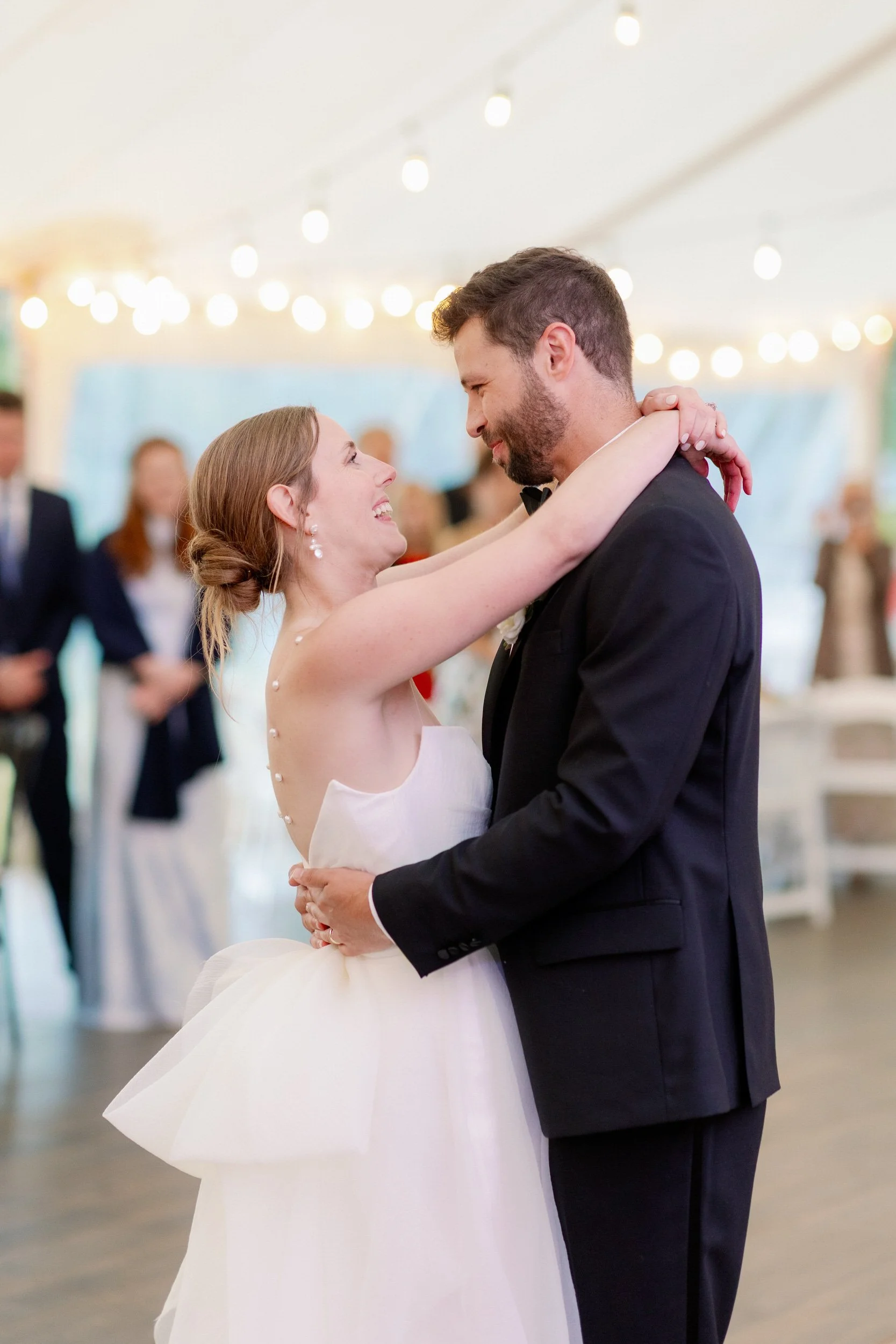 Newlyweds during their first dance at their reception 