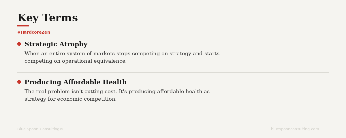 Key Terms: Strategic Atrophy and Producing Affordable Health — Hardcore Zen by Blue Spoon Consulting