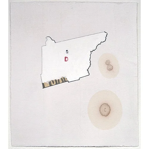 Hampden, ink, rice paper and newsprint, 9.5 x 8.5 in.