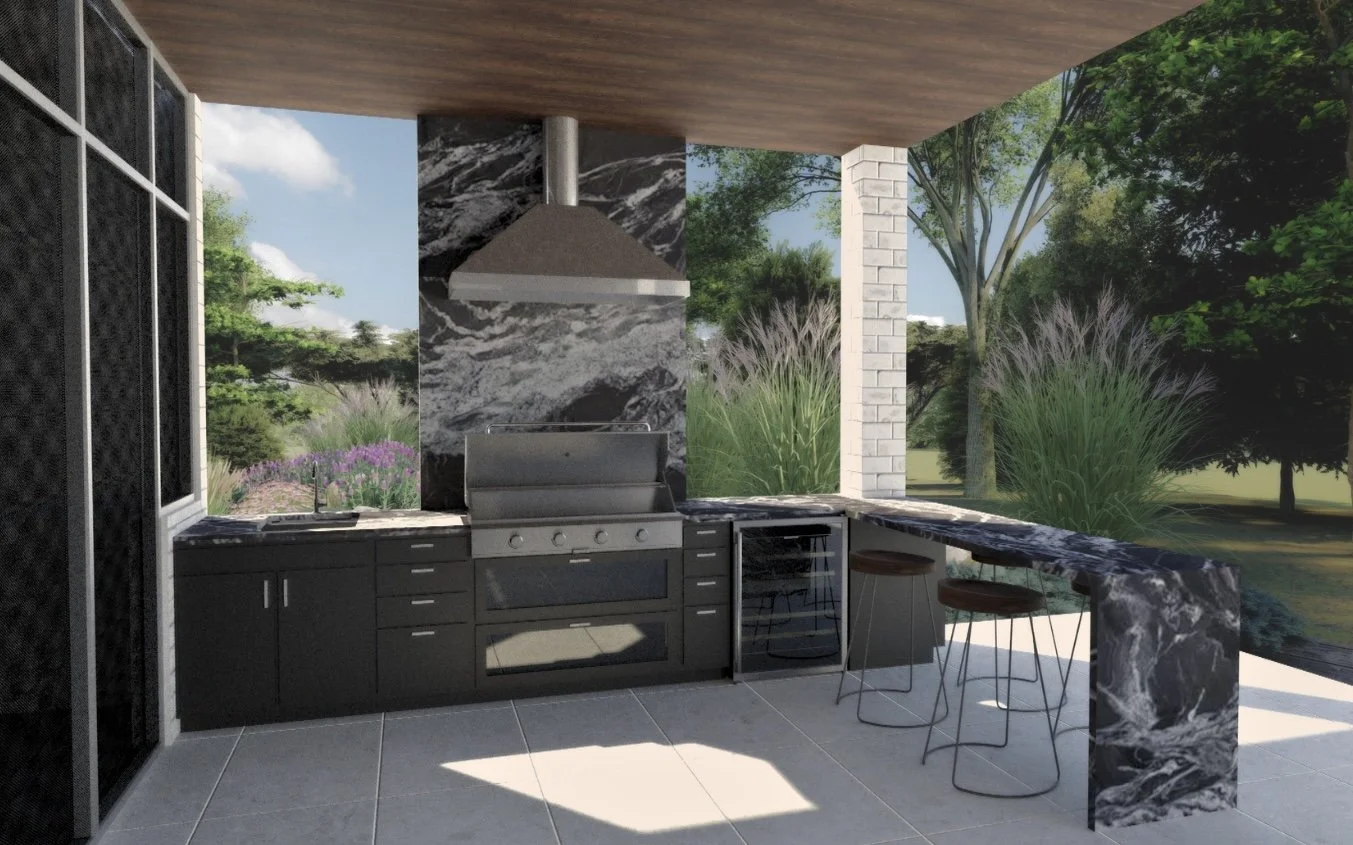 3D Rendering Outdoor Kitchen Design