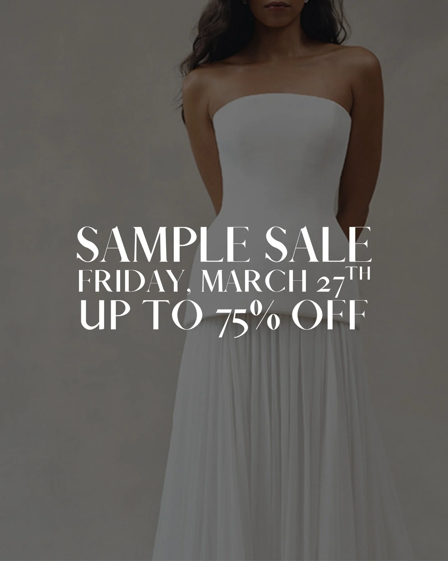 The racks are stacked and the countdown is on 🤍

Our Sample Sale Clear-out is on March 27th and this is your chance to say yes for up to 75% off designer gowns.

With 45-minute time slots (you + one guest) and expert guidance from the team at Glenmo