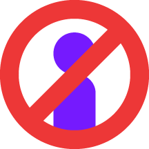 Ikon af en person med et forbudt skilt over, der betyder 'ikke tilladt'