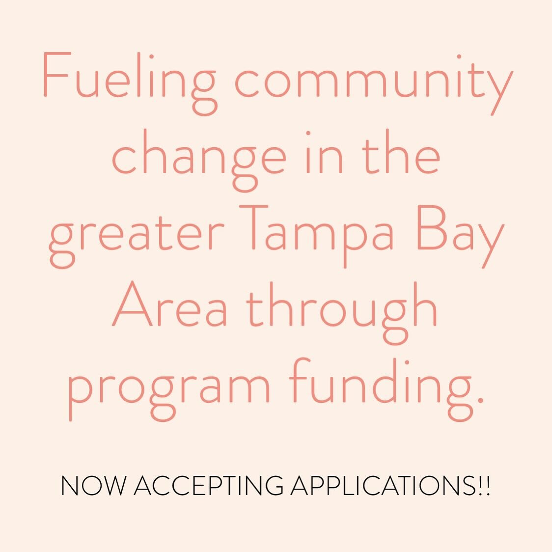 ‼️ Our grant application is live, y&rsquo;all ‼️ We have been working hard this season to raise funds for our beautiful #stpete community and now it&rsquo;s time to reap what we sow. Bring your non-profit programs and ideas to us and let&rsquo;s make