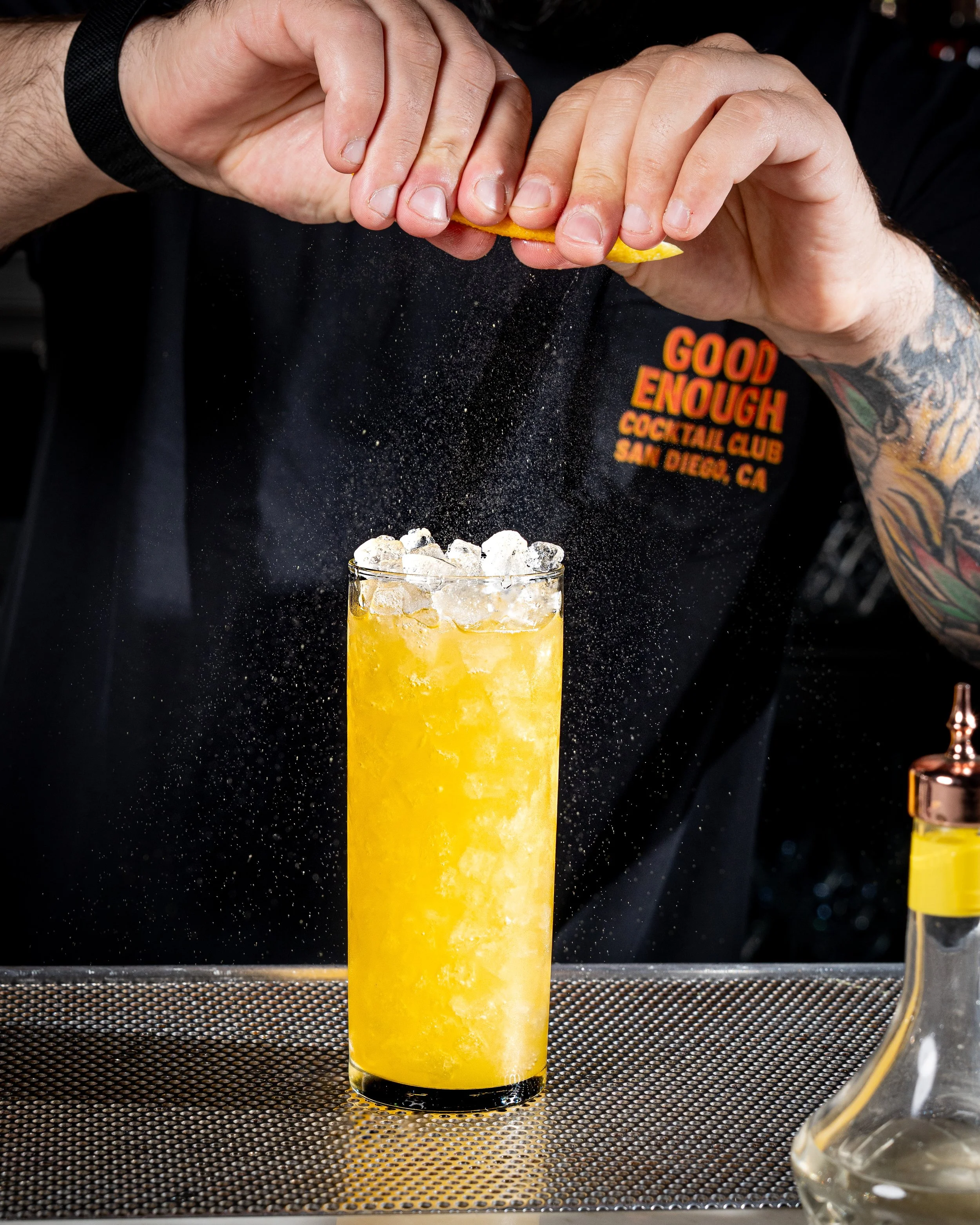 A zesty drink from Good Enough Cocktail Club in Little Italy San Diego. Shot by Maya Seaman, San Diego bar and restaurant photographer.