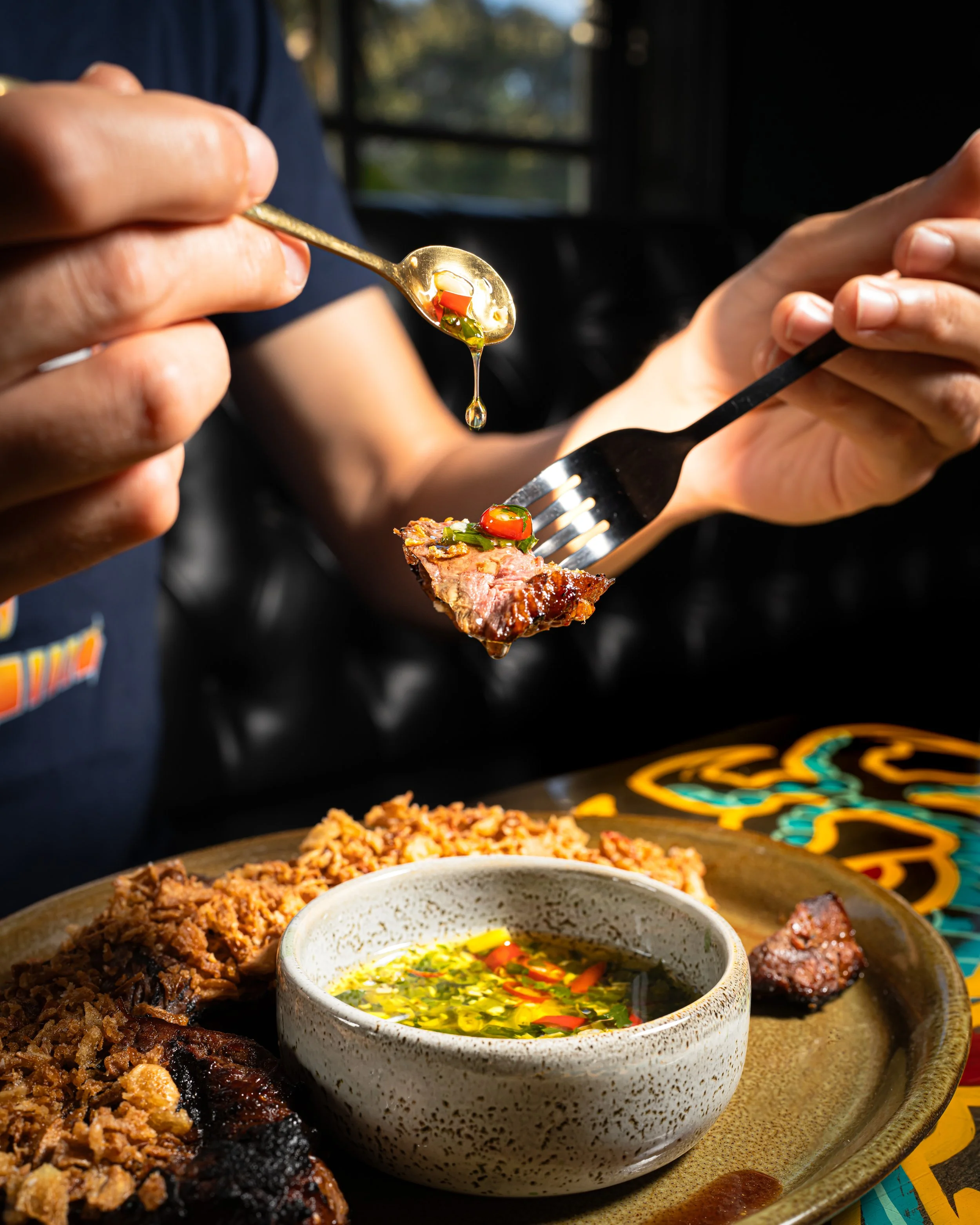 Skirt steak at Same Same Carlsbad. Shot by Maya Seaman, San Diego bar and restaurant photographer.
