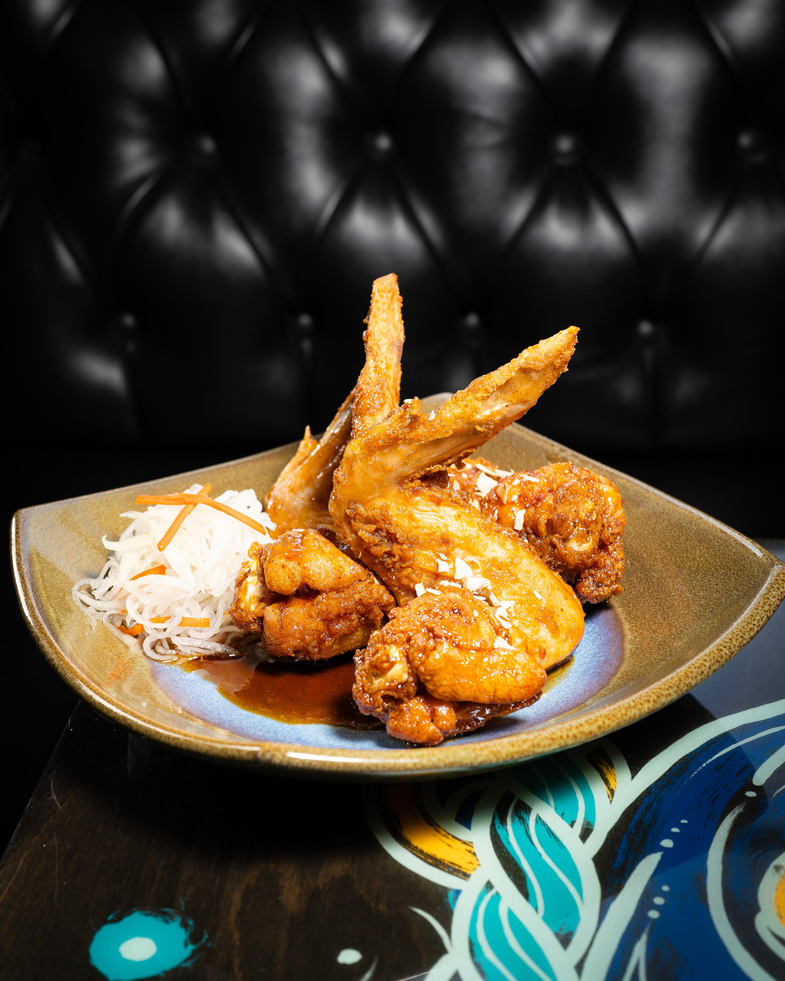 Thai wings at Same Same Carlsbad. Shot by Maya Seaman, San Diego bar and restaurant photographer.