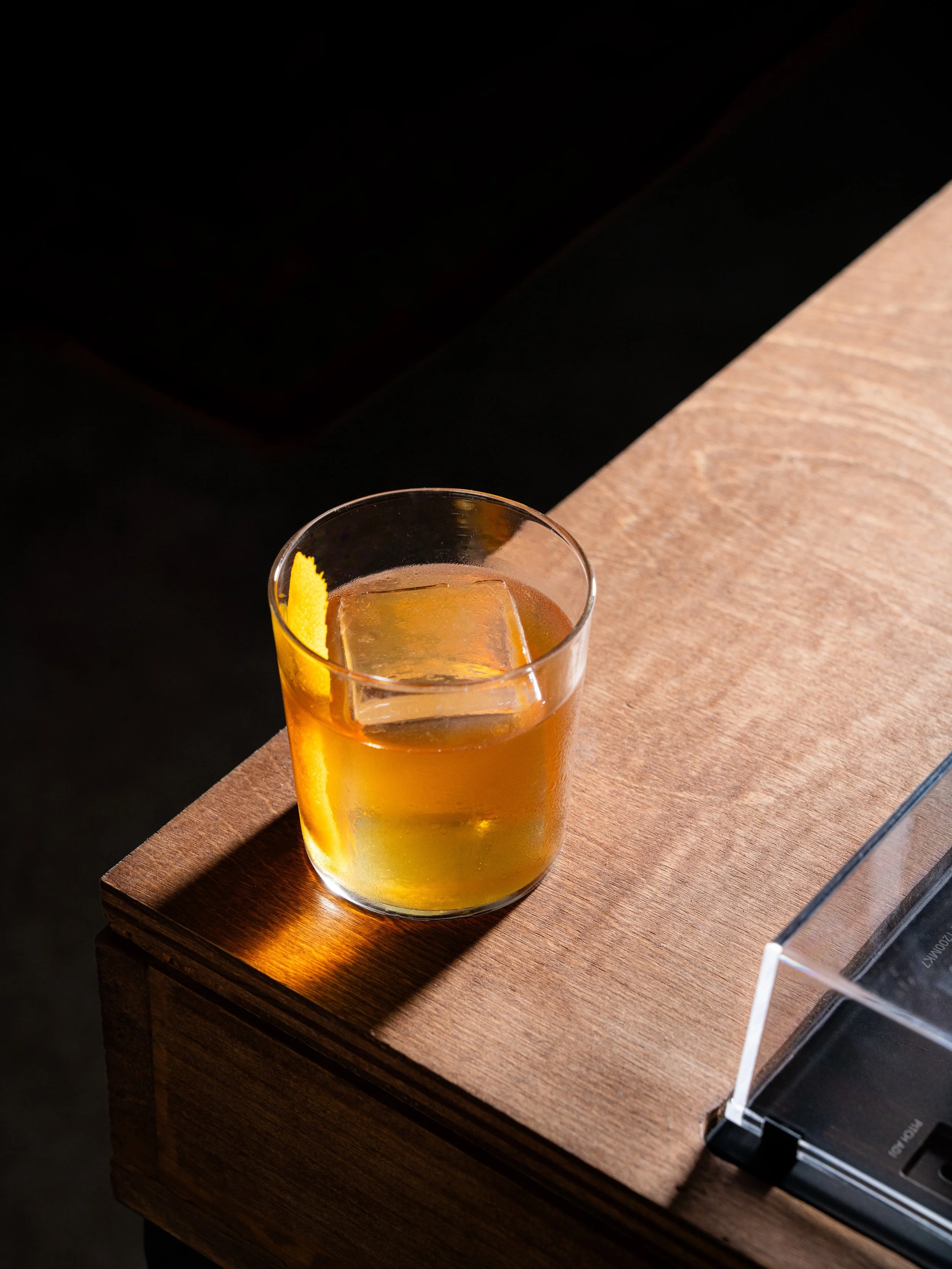 Root Beer Old Fashioned at Good Enough Cocktail Club in Little Italy San Diego. Shot by Maya Seaman, San Diego bar and restaurant photographer.