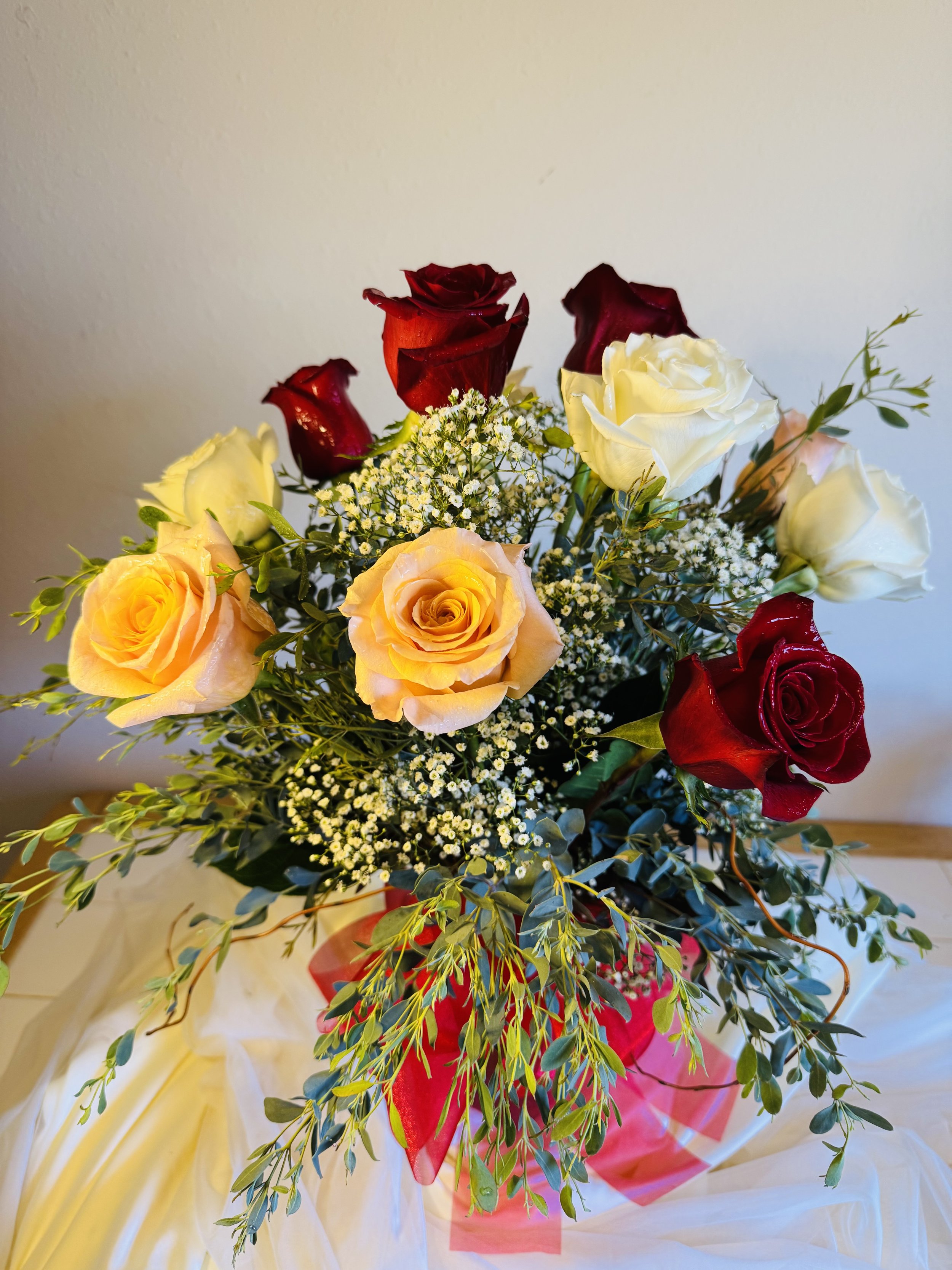 Classic One Dozen Roses Vased