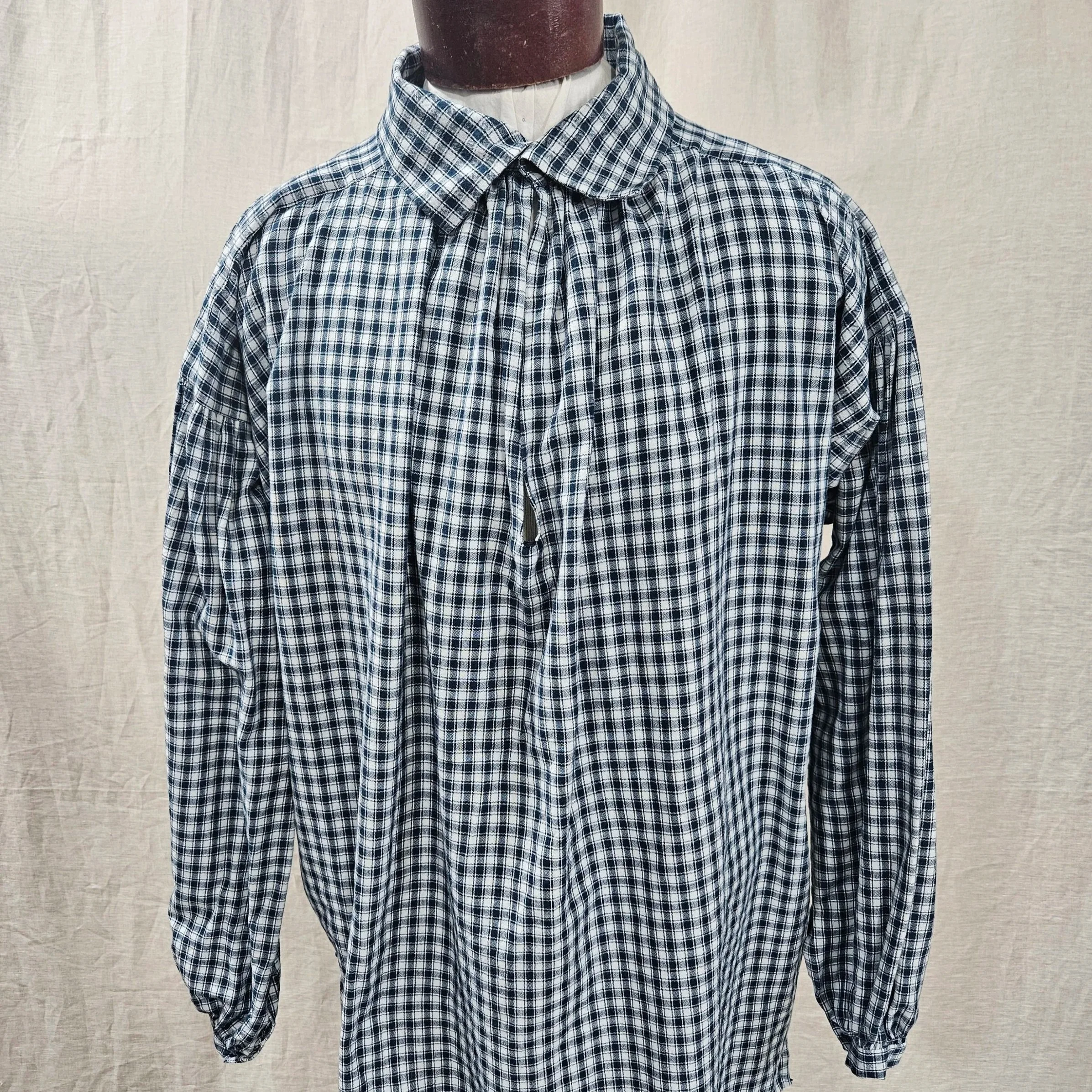 Indigo Check Cotton Shirt - XL