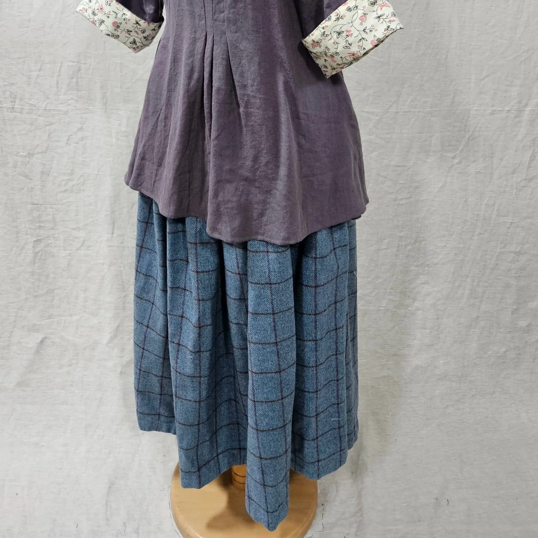 Slate Blue Check Wool Petticoat-M