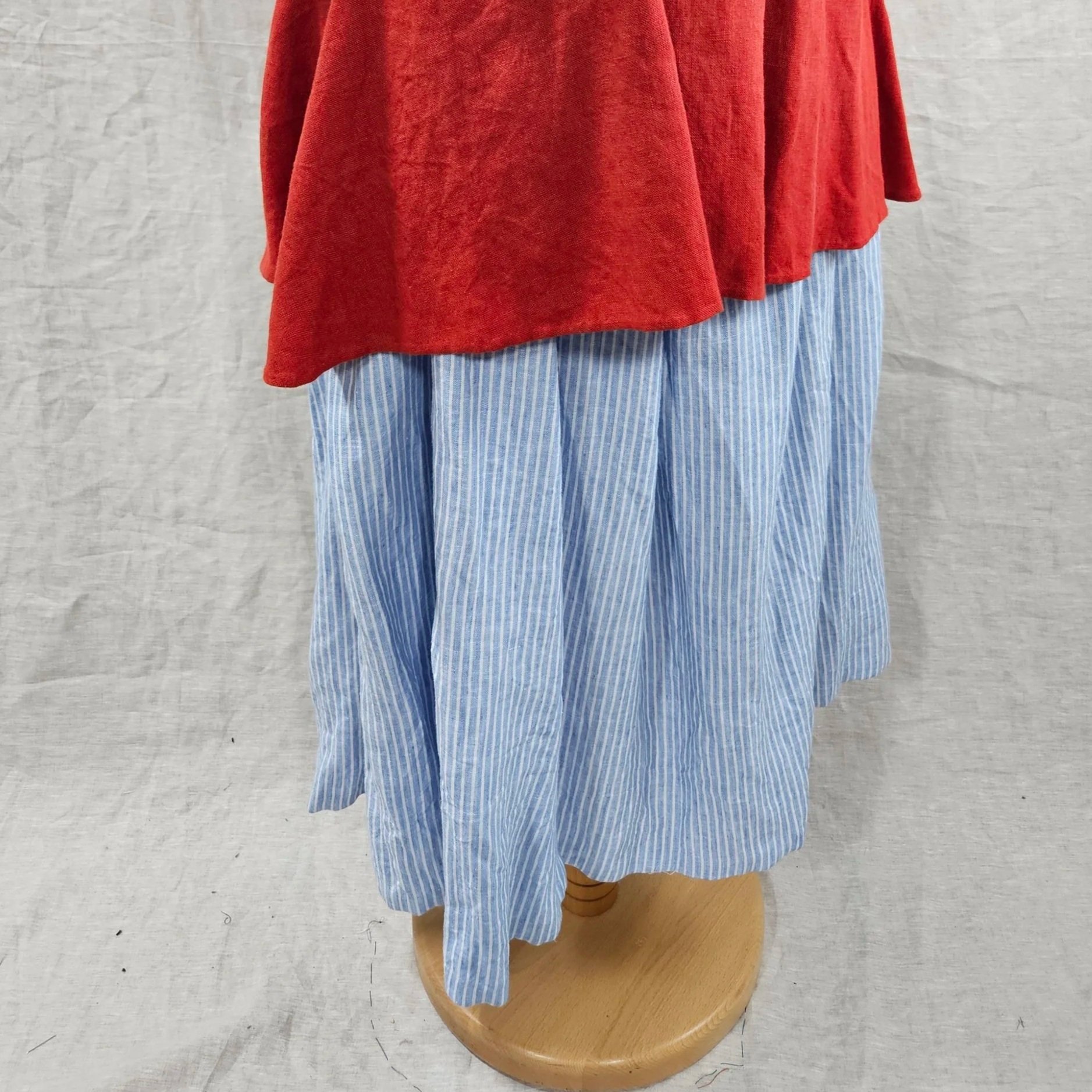 Blue/White Stripe Linen Petticoat-XL