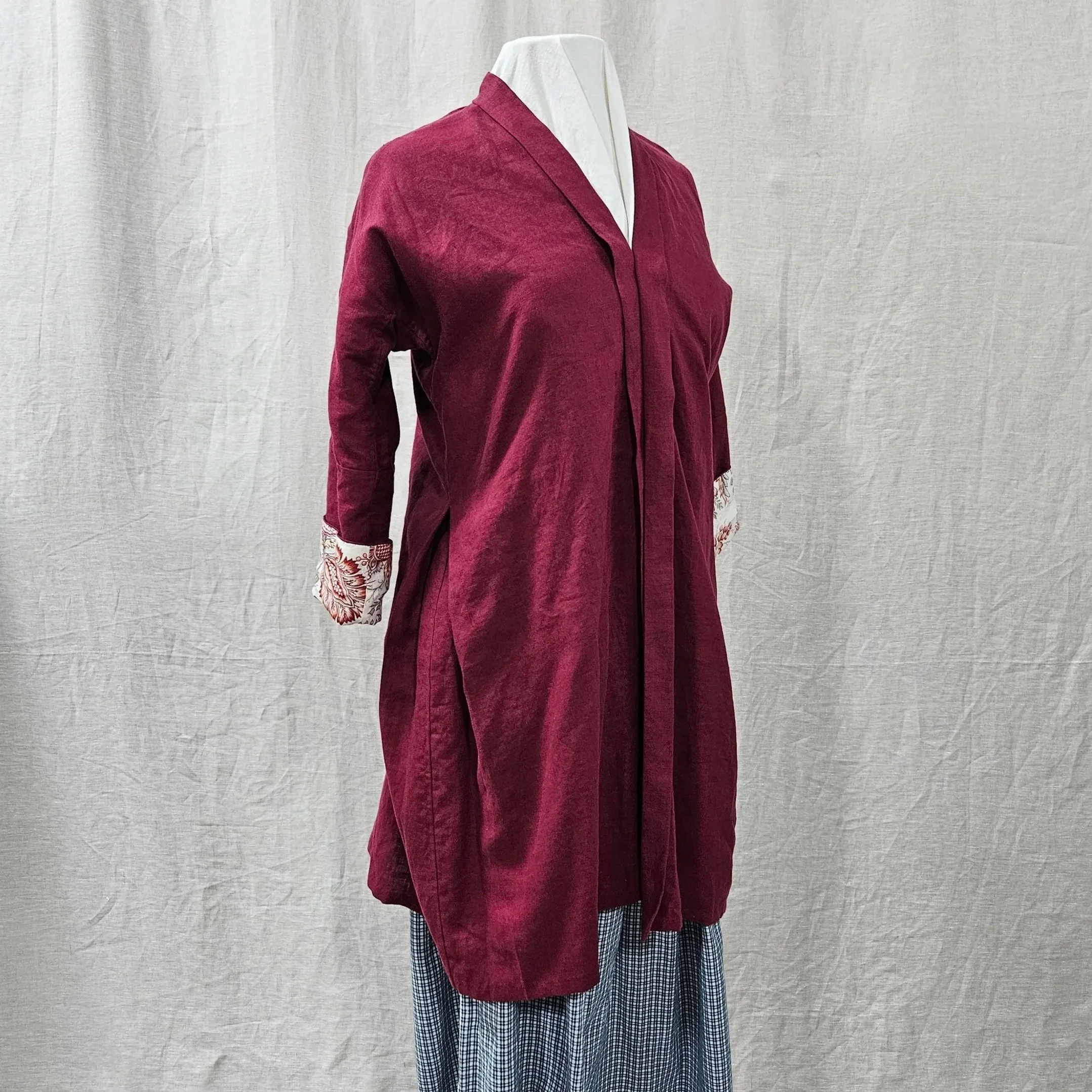 Raspberry Linen Bedgown-S
