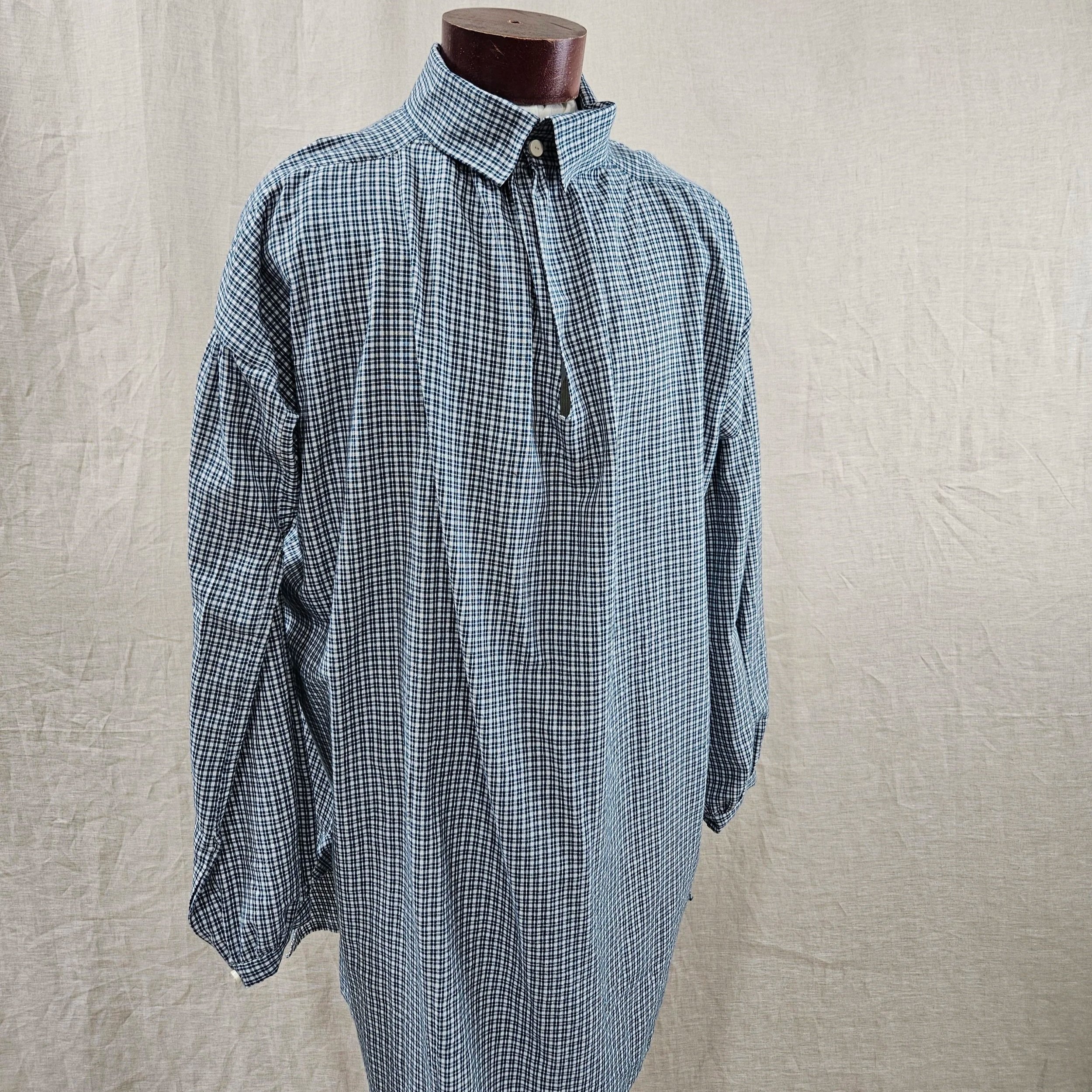 Blue/White Cotton Check Shirt - L