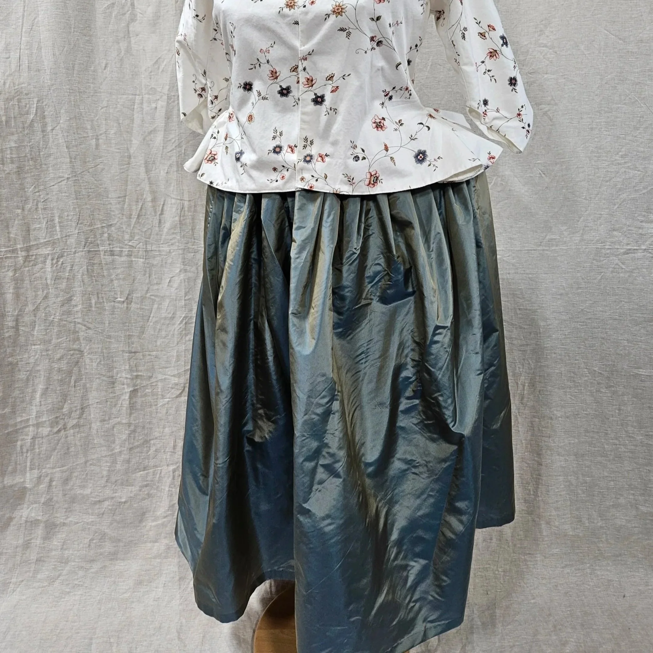 Blue/Gold Silk Taffeta Petticoat-L