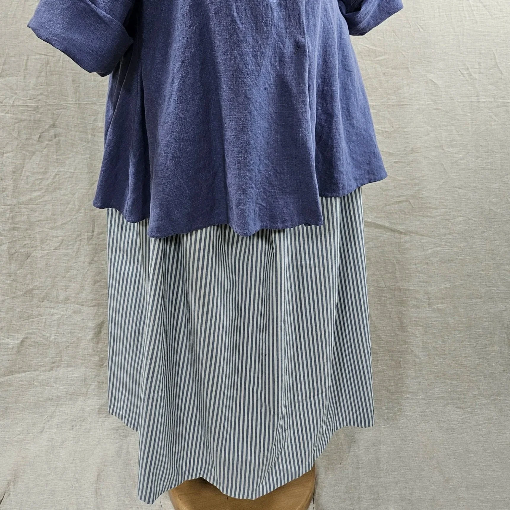Blue/White Stripe Cotton Petticoat-XXL