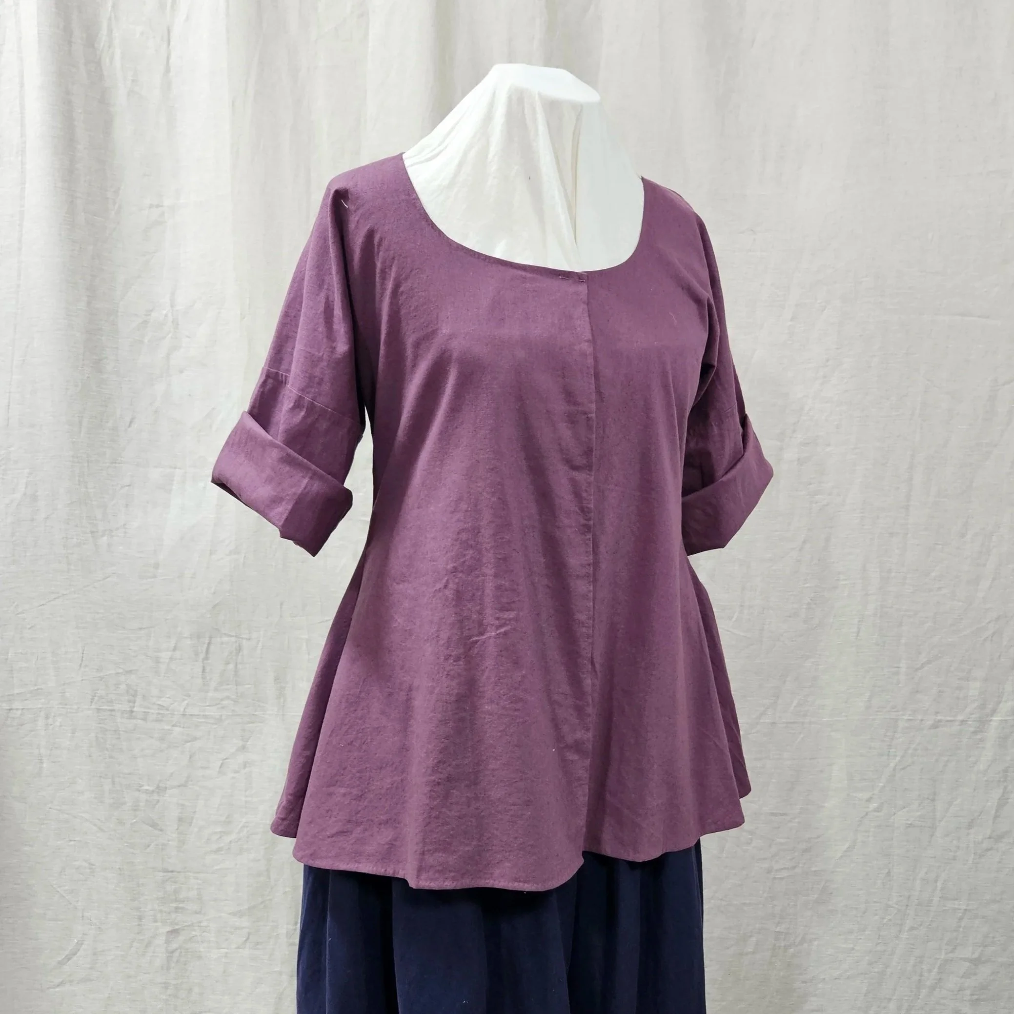 Dusty Purple Fustian Shortgown-L