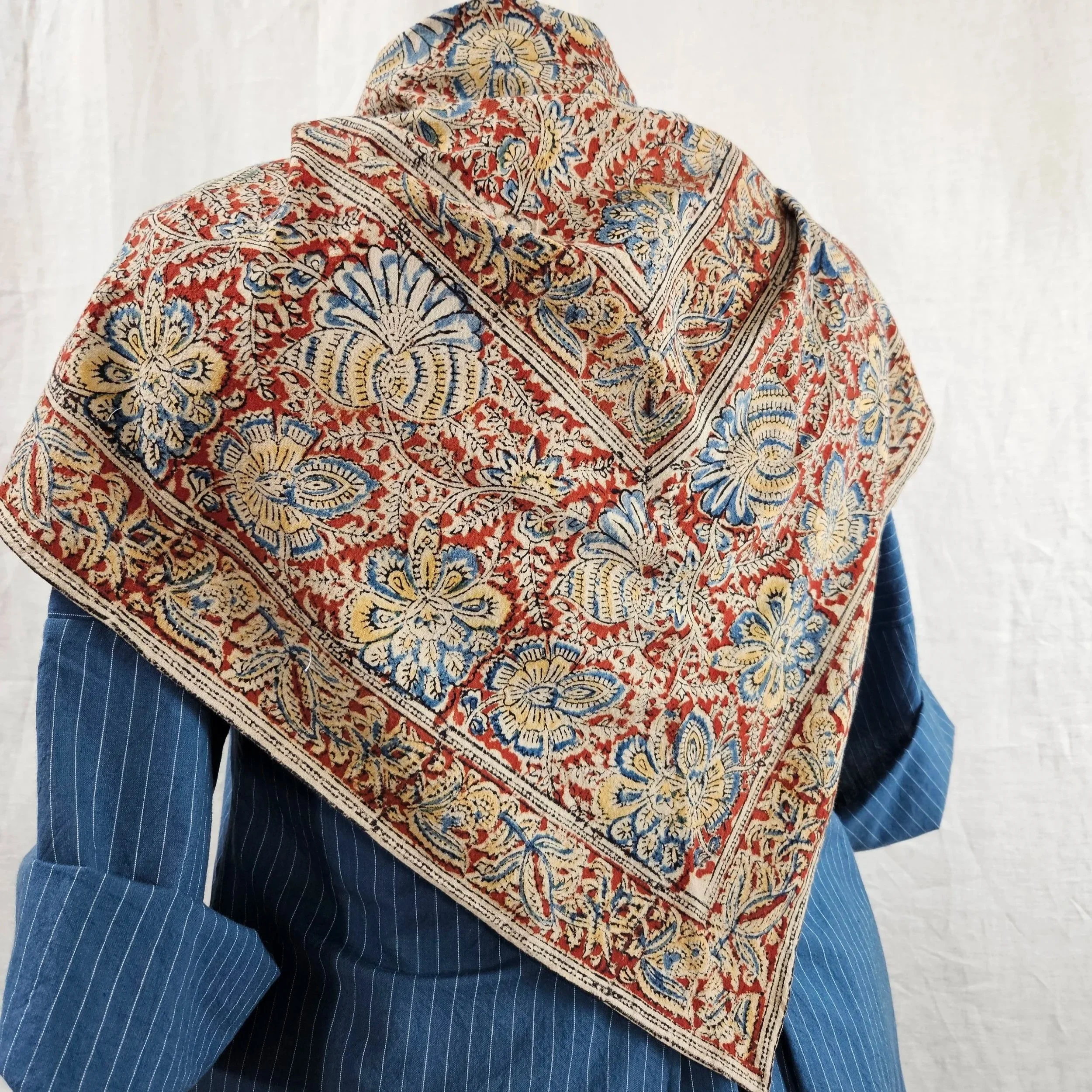 46" Tri India Block Print Neck Kerchief