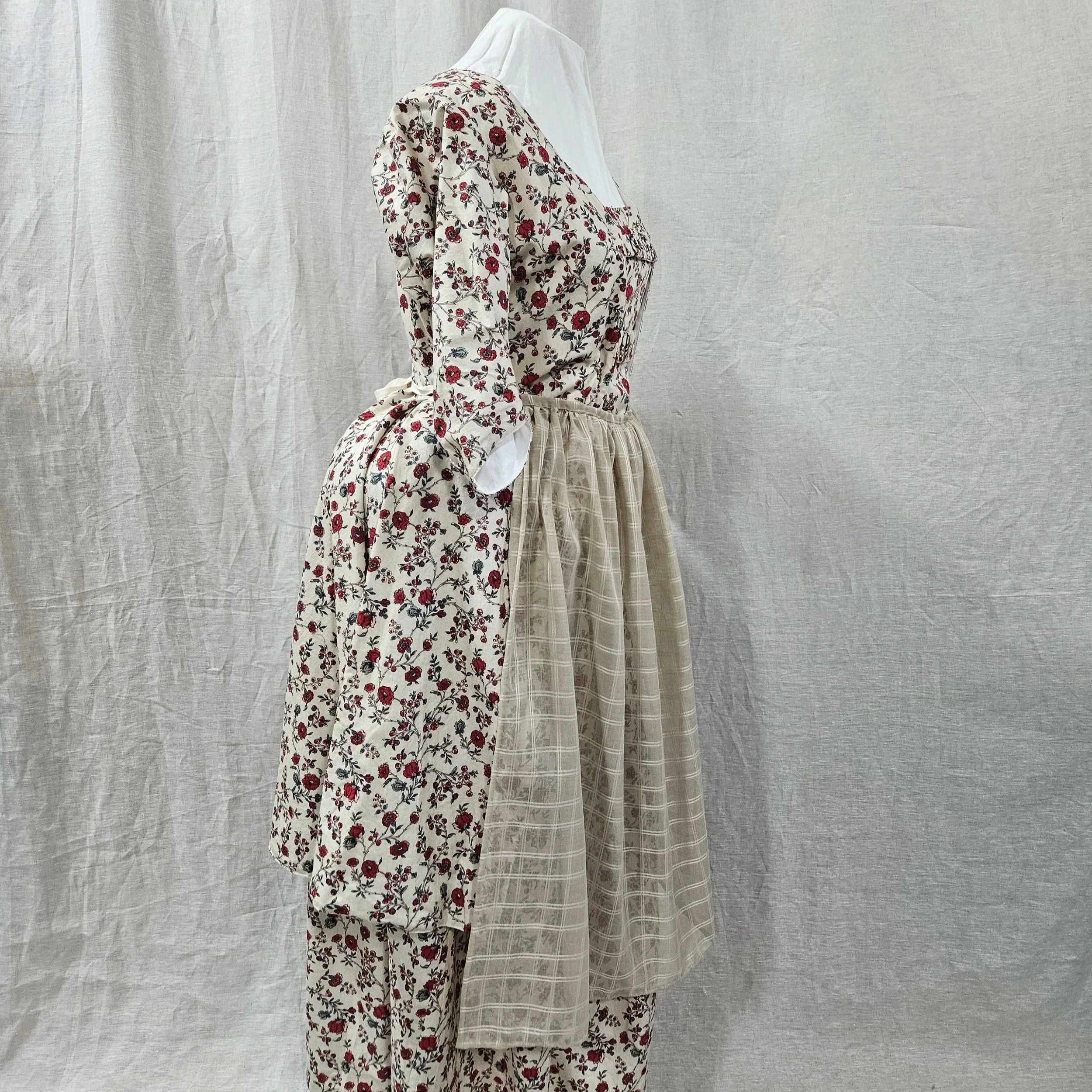 Cream Floral Caraco Jacket and Petticoat-XXL